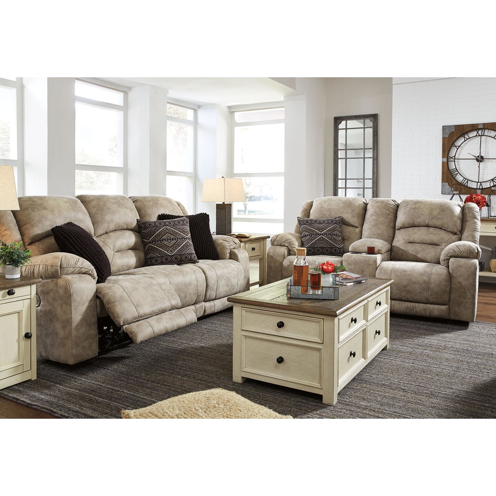 Bolanburg Chairside End Table - Two-Tone Finish for Living Room, Bedroom & Office - Stylish Side Table with Storage Shelf
