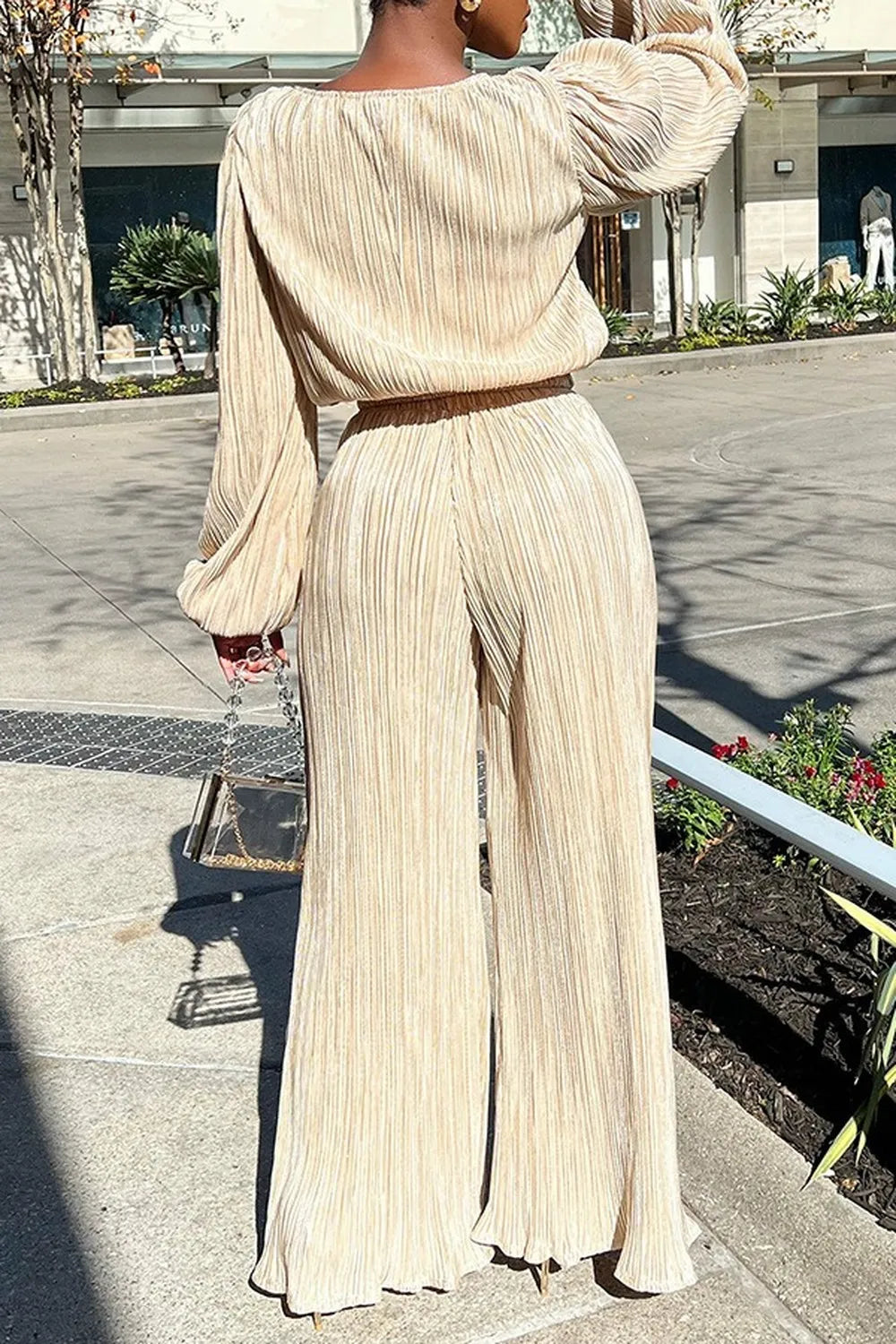 Women's High Elasticity Two Piece Set - Long Sleeve O-Neck Tops & Loose Wide Leg Pants | Comfortable Tracksuit for Casual Wear, Home Lounge & Yoga | Plus Size Friendly