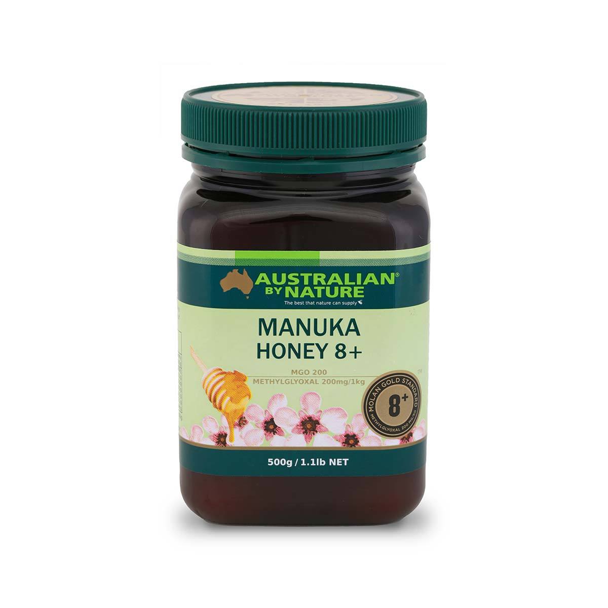 Premium Australian By Nature Manuka Honey 8+ (MGO 200) - 500g Raw Organic Honey for Immunity Boost, Sore Throat Relief & Daily Wellness