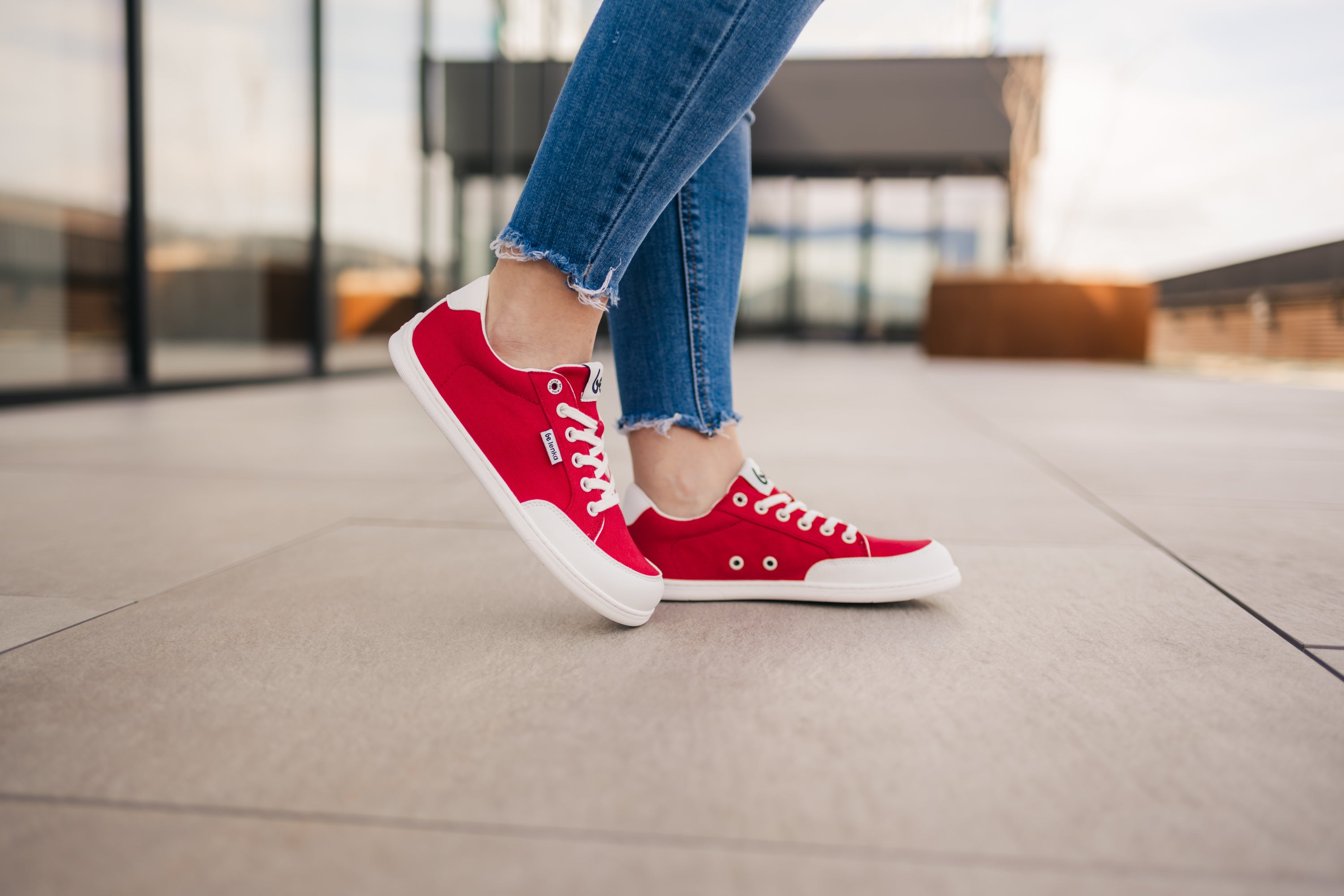 Barefoot Sneakers for Women & Men - Be Lenka Rebound Minimalist Shoes in Red & White | Lightweight Zero Drop Footwear for Running, Walking & Everyday Comfort