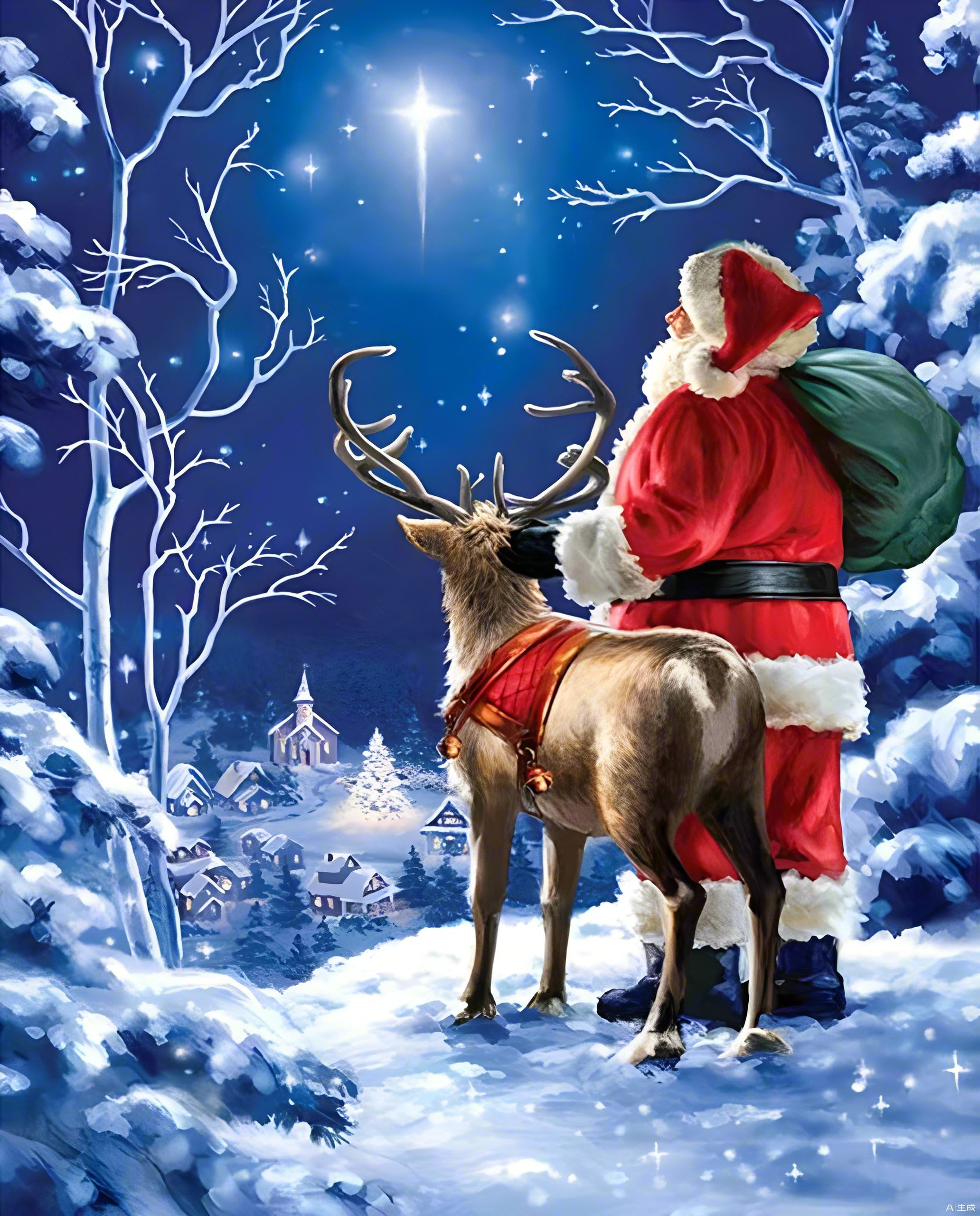 Santa on Snowy Night Paint by Numbers Kit for Adults - DIY Christmas Canvas Art, Holiday Home Decor & Indoor Wall Decoration | Perfect Gift for Christmas, Relaxing Art Therapy & Festive Seasonal Decor
