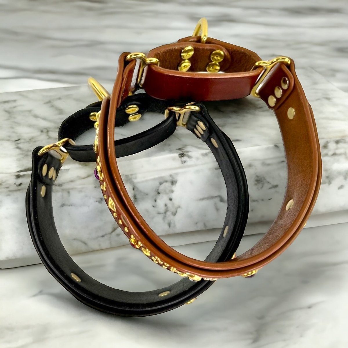 Premium Stargazer Martingale Leather Dog Collar - Adjustable Training Collar for Small Medium Large Dogs - Perfect for Walking, Training & Grooming