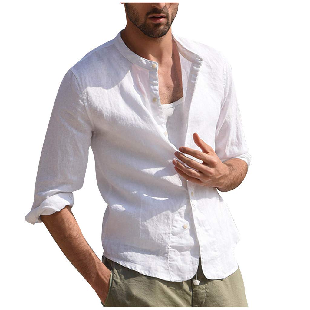 Vintage Men's Linen Short Sleeve T-Shirt - Retro Three Quarter Sleeve Casual Top - Breathable Summer Blouse for Outdoor Activities & Beach Wear