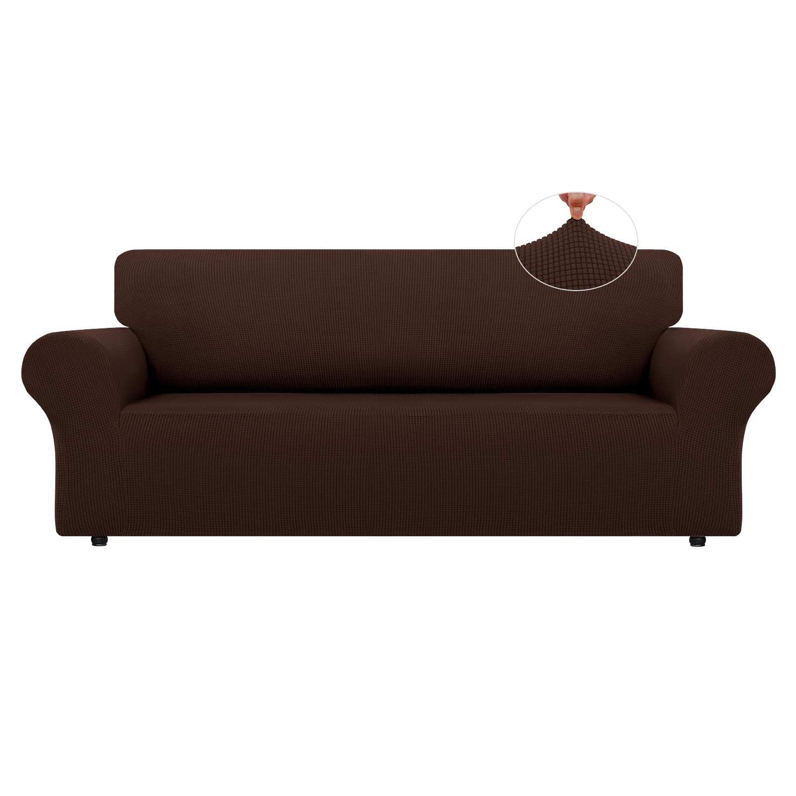 LURKA Stretch Oversized Sofa Slipcover - 1 Piece Elastic Couch Cover for 3-Cushion Sofa, Furniture Protector for Pets & Kids, X-Large Chocolate - Perfect for Living Room, Family Room & Pet-Friendly Homes