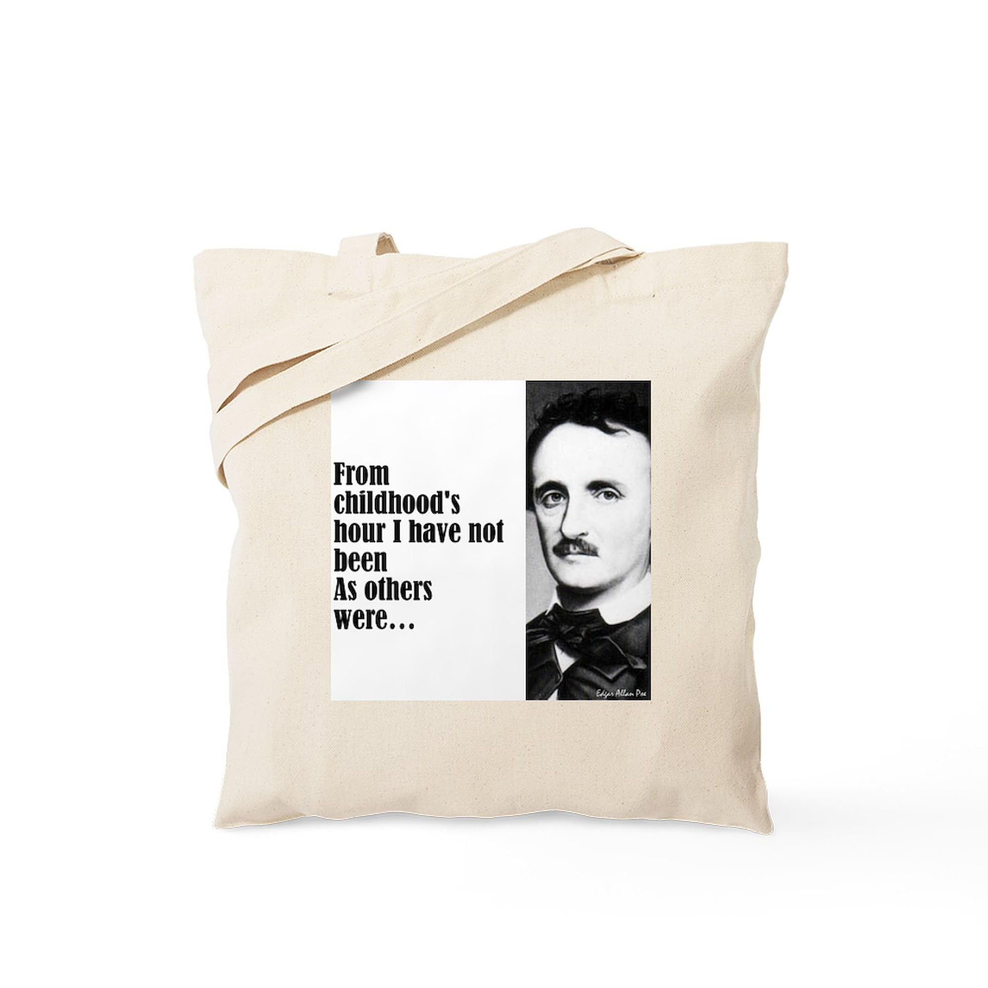 Poe Childhood's Hour Tote Bag - Natural Canvas Reusable Shopping Bag for Books, Groceries & Beach Essentials | Eco-Friendly Literary Gift for Book Lovers
