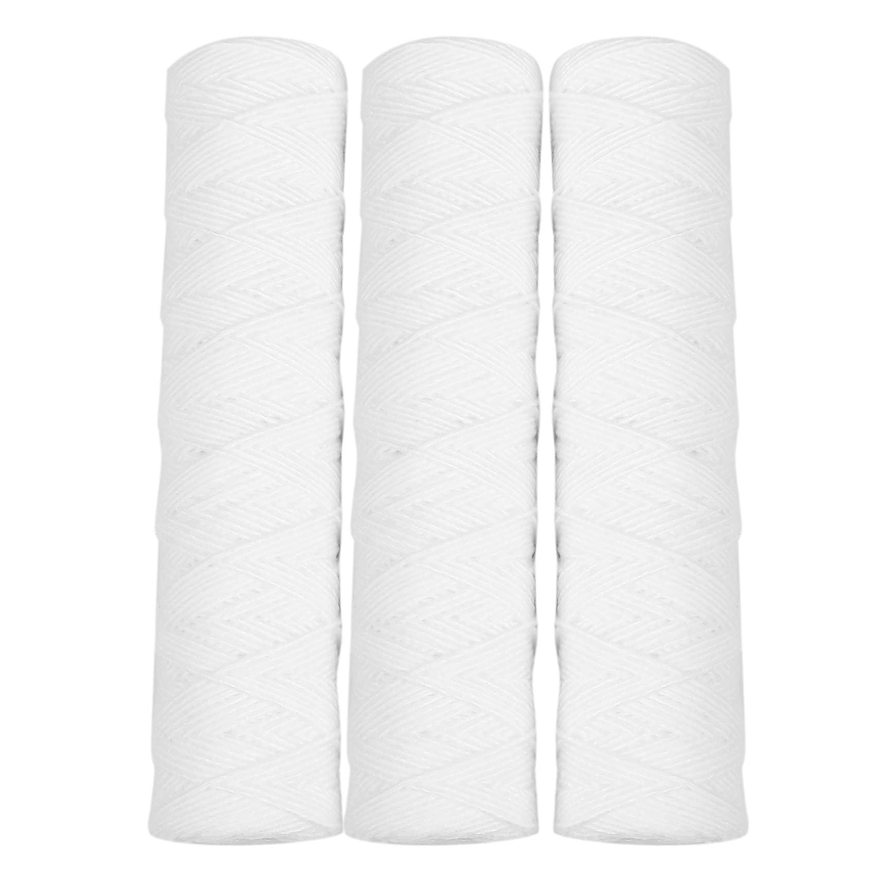 Evarbuild 3-Pack 10 Inch String Wound Water Filter Cartridge - 5 Micron PP Cotton Sediment Filter for Home & RV Water Purification System - Perfect for Well Water, Tap Water Filtration and Drinking Water Safety
