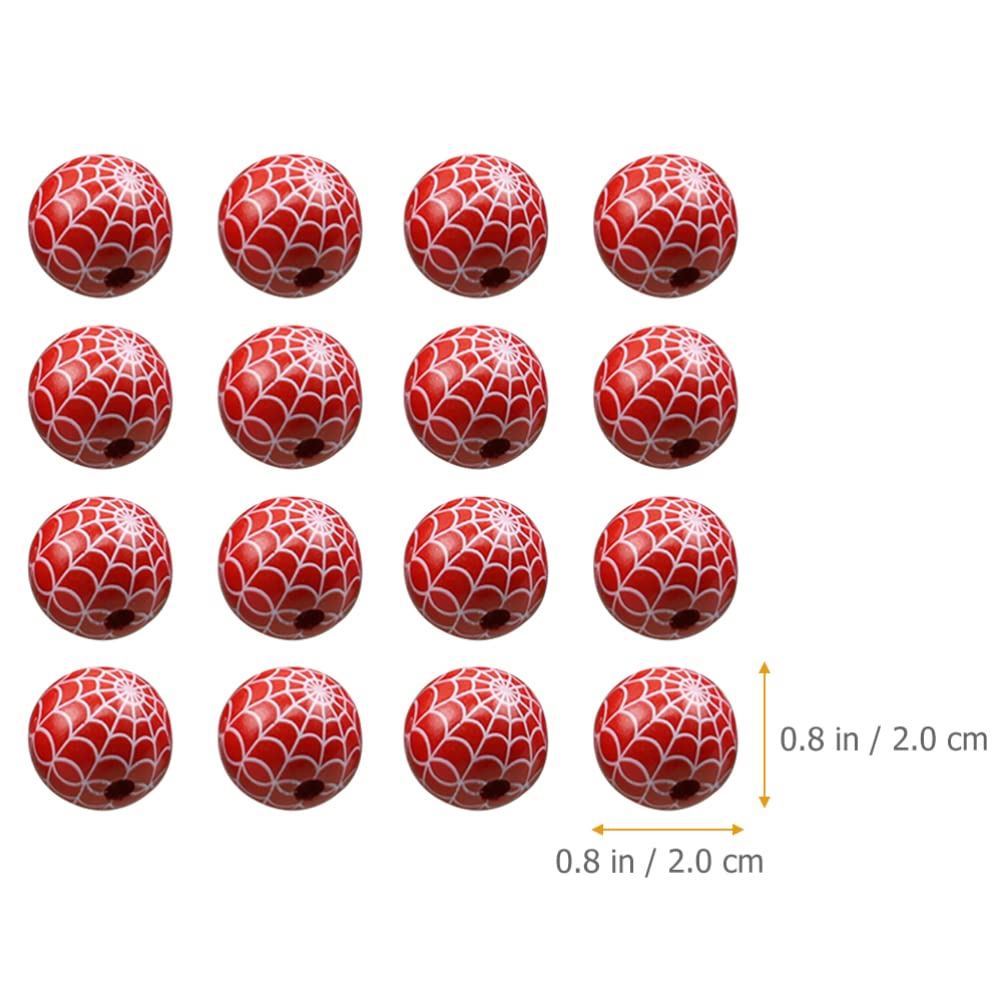 30pcs Halloween Cobweb Wood Beads - Round Polished DIY Craft Beads for Jewelry Making, Costume Accessories & Home Decor