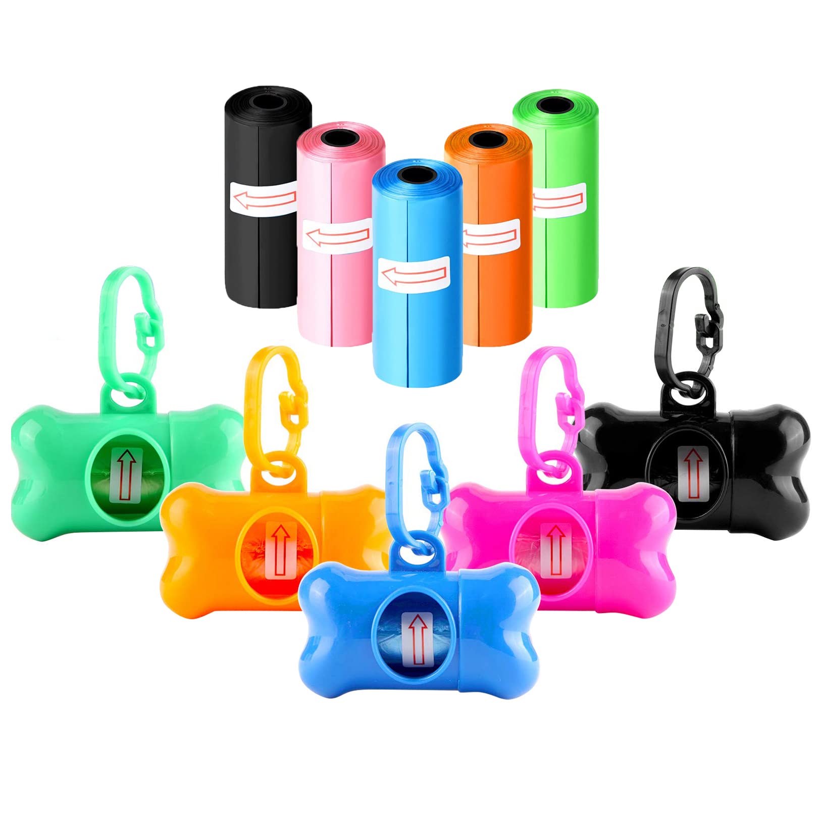 5 Pack Bone Shaped Poop Bag Dispenser - Dog Waste Bags with Dispenser for Easy Cleanup (Random Colors) - Perfect for Dog Walks, Park Visits and Backyard Cleanup