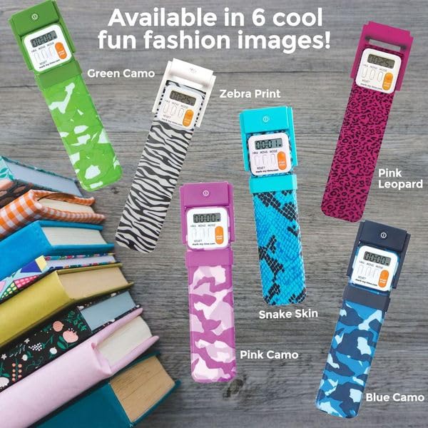 Mark-My-Time Digital Bookmark with LED Light - Timer & Reading Tracker for Kids, Fun Book Accessories & Reading Incentives, Perfect Christmas Gift & Stocking Stuffer (Green Camouflage) - Ideal for Bedtime Reading, Study Sessions & Book Lovers