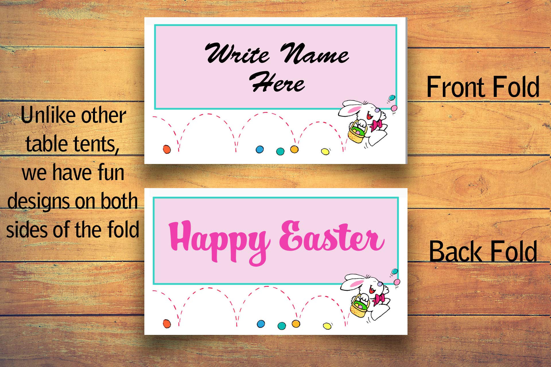 Happy Easter Place Cards - 25 Easter Bunny Name Cards for Table Settings, Party Decorations & Small Gifts - Perfect for Easter Celebrations, Dinner Parties & Spring Gatherings