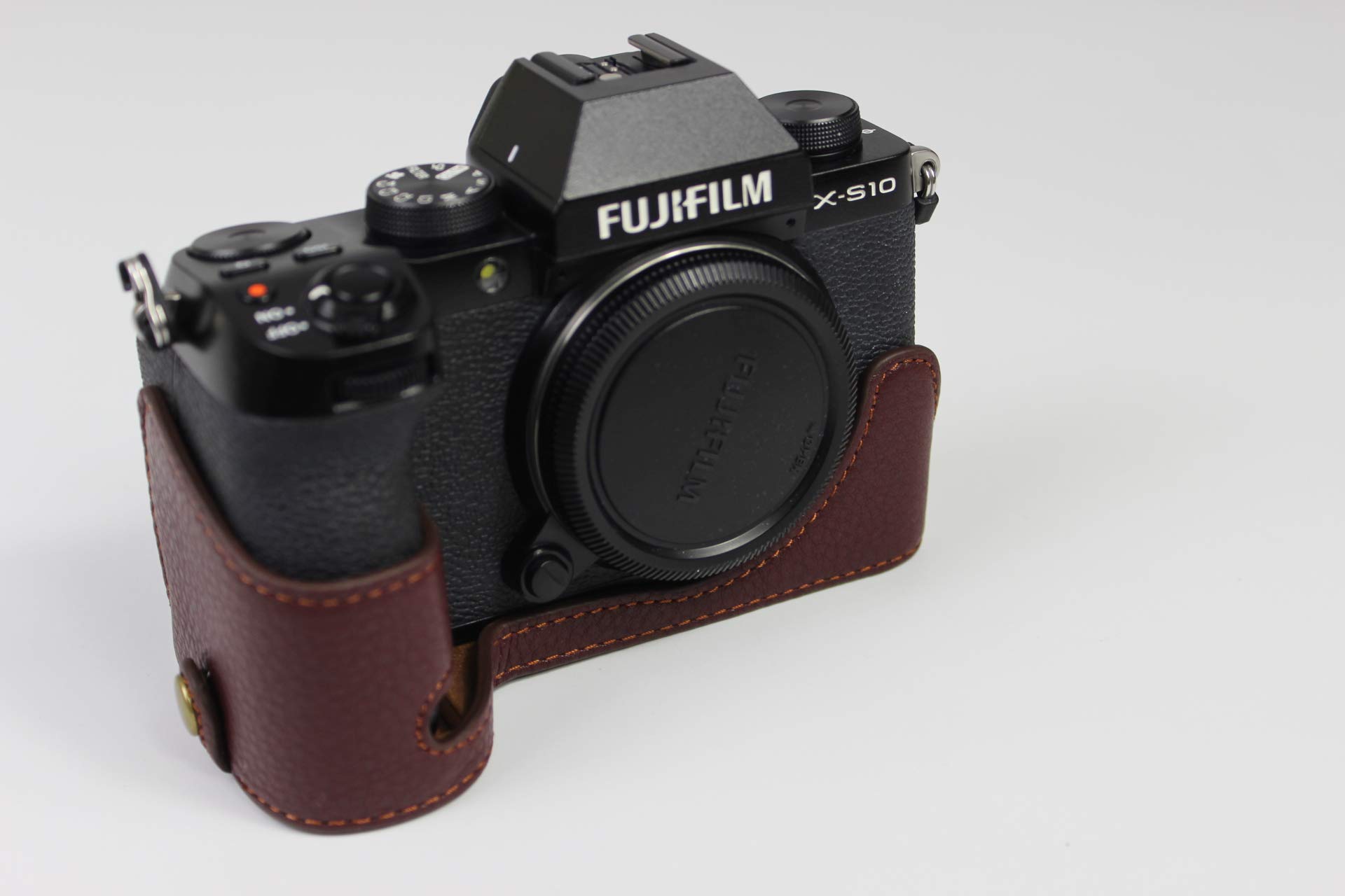 Premium Real Leather Bottom Opening Camera Case for Fujifilm X-S10/XS10 - Tripod Compatible Dark Brown Protective Cover | Perfect for Travel, Photography & Outdoor Adventures