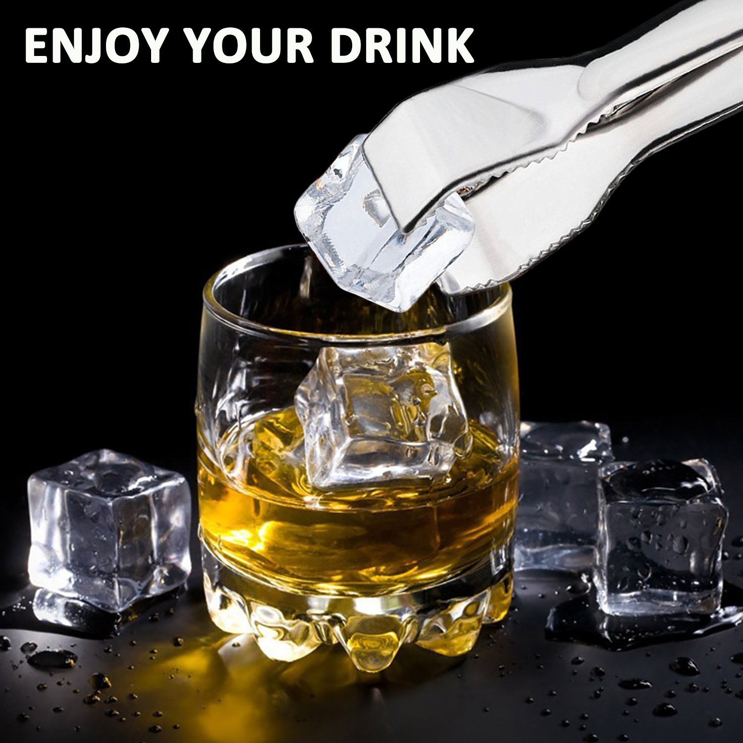 Premium 18/8 Stainless Steel Ice Tongs with Teeth - 6-3/4 Inch Ice Bucket Tongs for Sugar Cubes, Tea Party & Coffee Bar - Perfect for Cocktail Serving, Home Entertaining & Restaurant Use