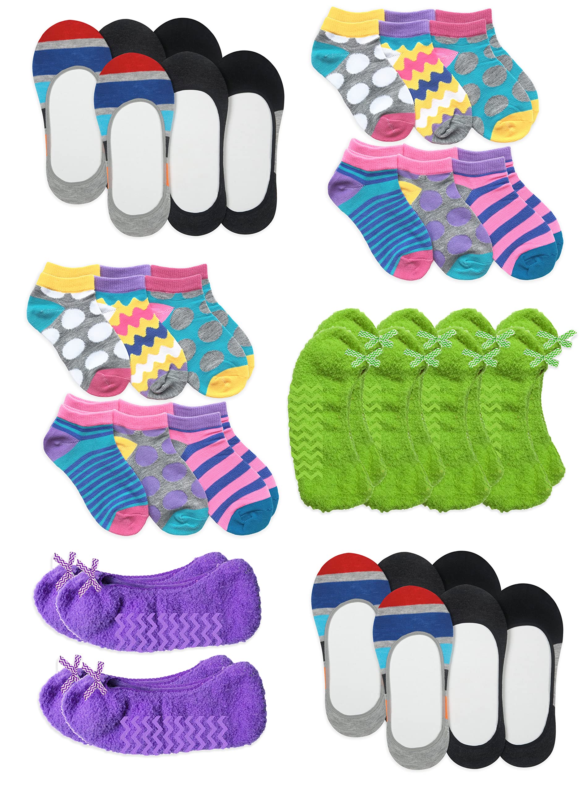 Jefferies Girls Bulk Wholesale Variety Pack Socks & Tights - 12-Pack Assorted Cute Socks for School, Sports & Everyday Wear