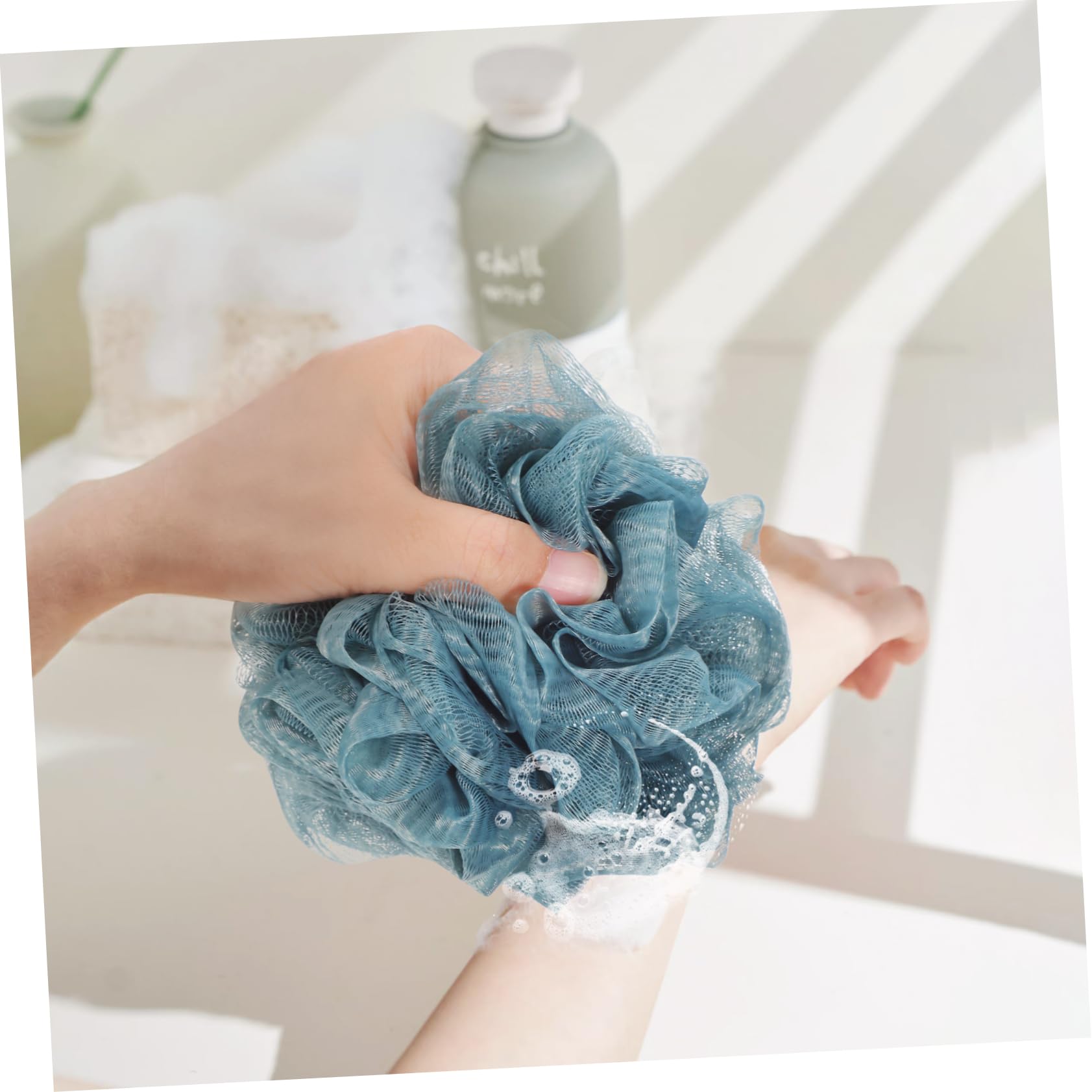 5-Pack Exfoliating Shower Loofah Puffs - Soft Bath Sponge Scrubber for Women, Gentle Exfoliation & Skin Cleansing - Perfect for Travel, Spa, Baby Bath & Daily Shower Routine