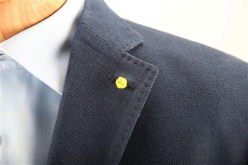 Premium Crown Lapel Pin - Mission Blue & Huckleberry Yellow - Elegant Lapel Accessory for Suits, Blazers, Formal Events & Business Attire
