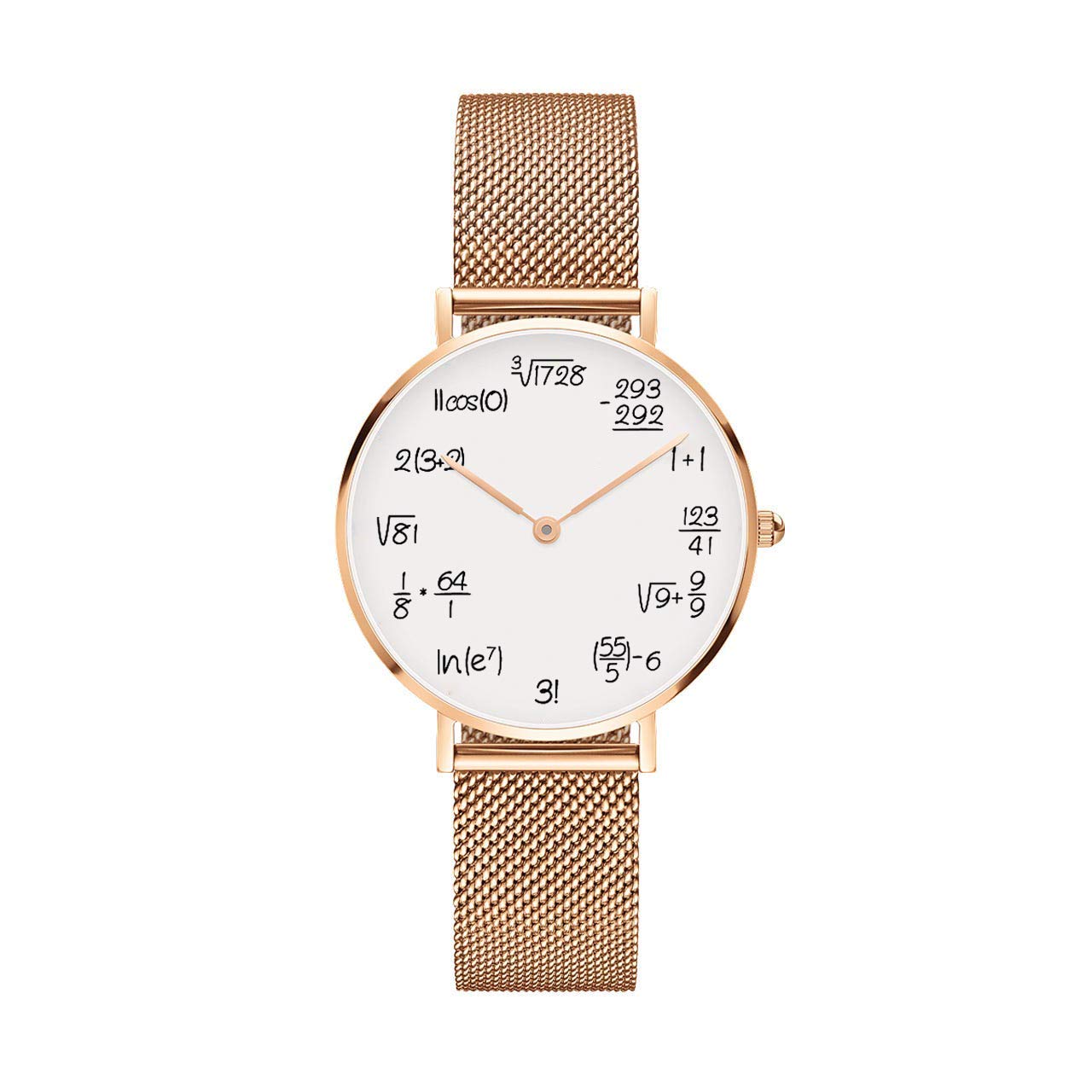 Math Watch 36mm White Dial Rose Gold for Women & Men - Stylish & Elegant