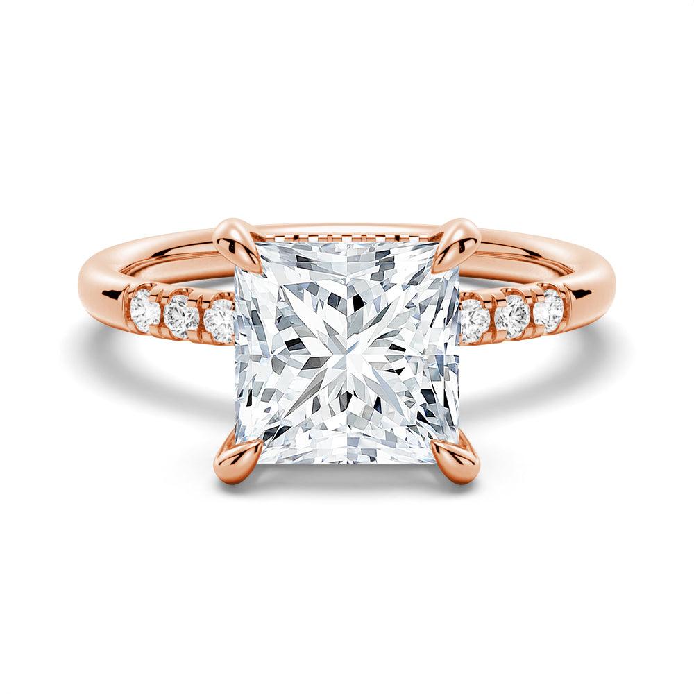 Princess Cut Hidden Halo Moissanite Engagement Ring Set with Matching Men's Wedding Band - Perfect for Proposals, Anniversaries & Couple's Jewelry Gifts