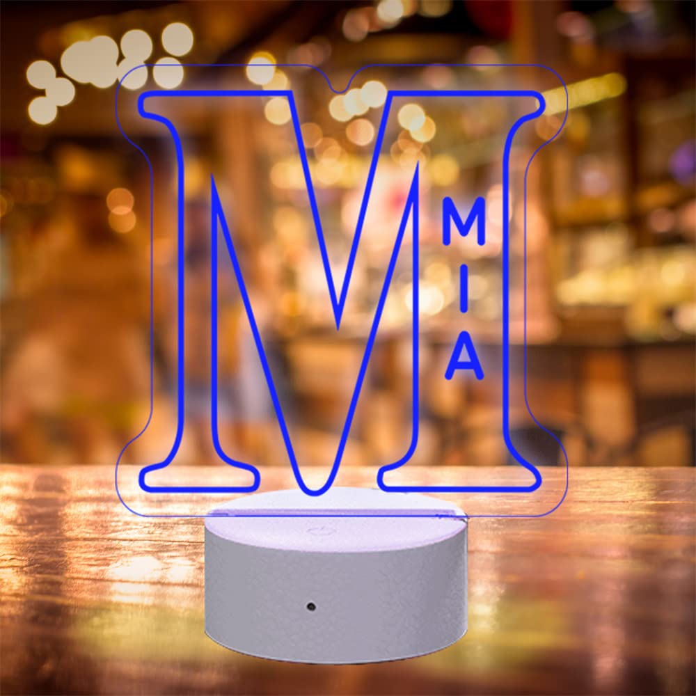 VEELU Custom 3D Letter Night Light - Personalized Name Neon Lamp with 7 Color Changing Modes, USB Powered Bedside Table Desk Light - Perfect Gift for Kids, Girlfriend, Boyfriend, Mom (Birthday, Mother's Day, Wedding) - Ideal for Bedroom Decor, Nursery Lighting, Romantic Ambiance & Home Decoration