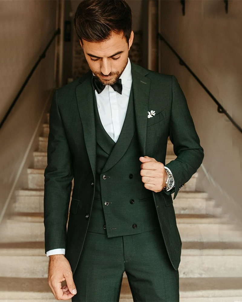Custom Dark Green Prom & Homecoming Suits for Men - 3 Piece Formal Dress Set | Perfect for Weddings, Graduations & Special Occasions