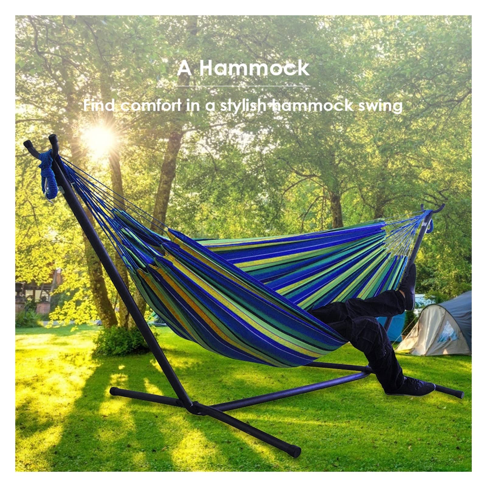 Single & Double Camping Hammock with Mosquito Net - Portable 2 Person Outdoor Hammock for Backpacking, Survival, Travel - Easy Setup Tree Swing Set for Backyard, Beach & Forest Adventures