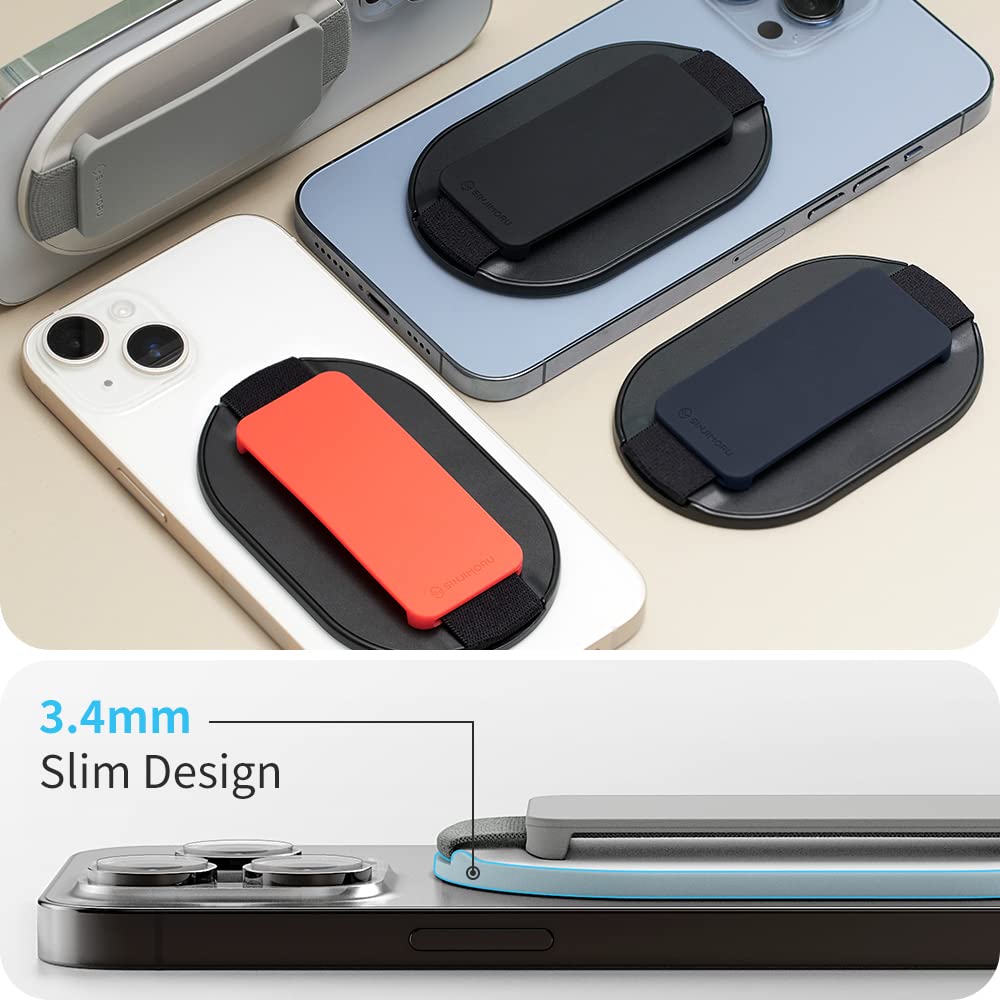 Sinjimoru Magnetic Phone Grip for MagSafe - Strong Phone Holder Compatible with iPhone 16/15/14/13/12 - Navy Blue M-SGrip - Perfect for Car Mount, Desk Stand & One-Handed Use
