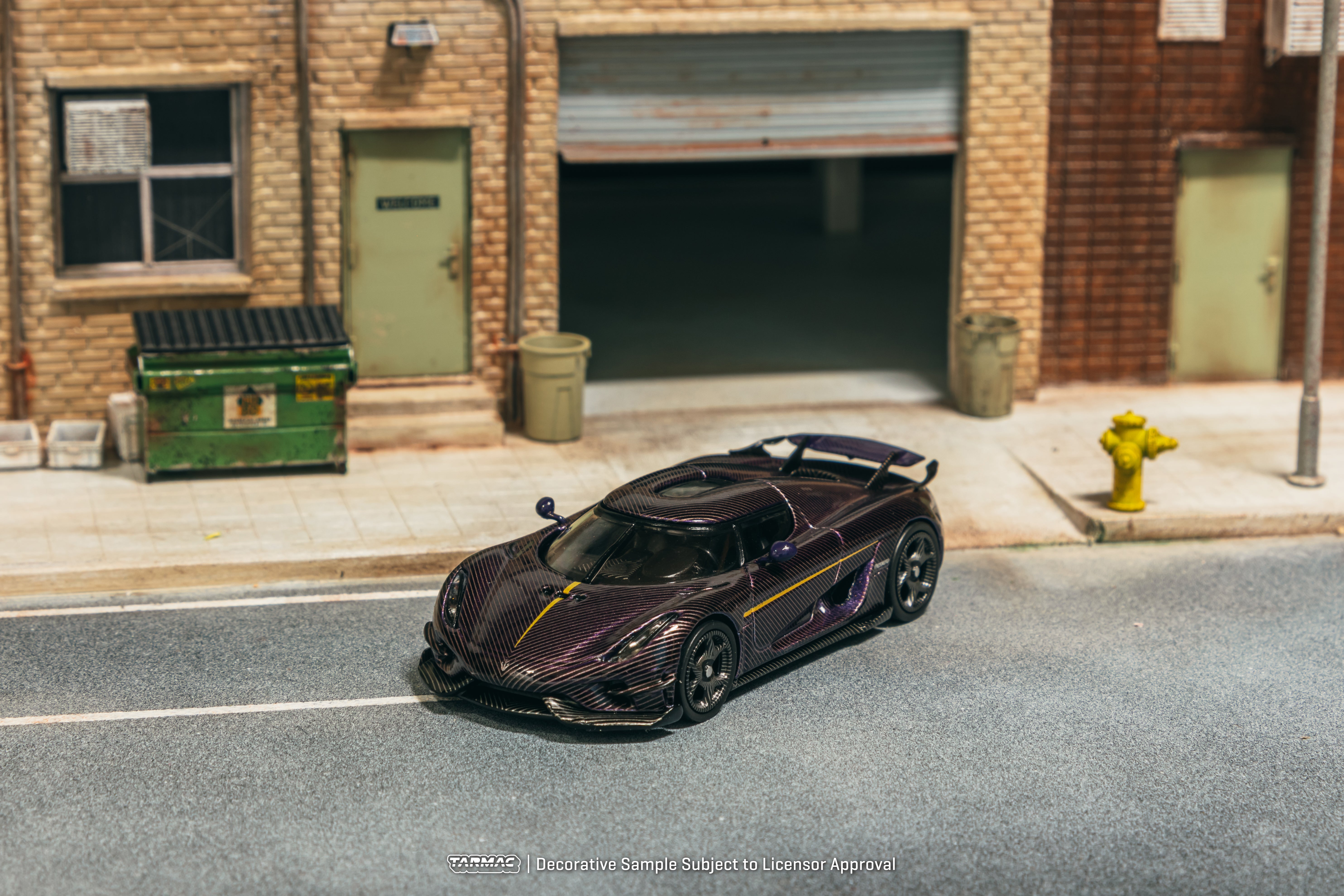 Tarmac Works 1/64 Koenigsegg Regera Purple Carbon Fiber Gold Accents Special Edition Diecast Model Car - Perfect for Collectors, Display & Racing Enthusiasts