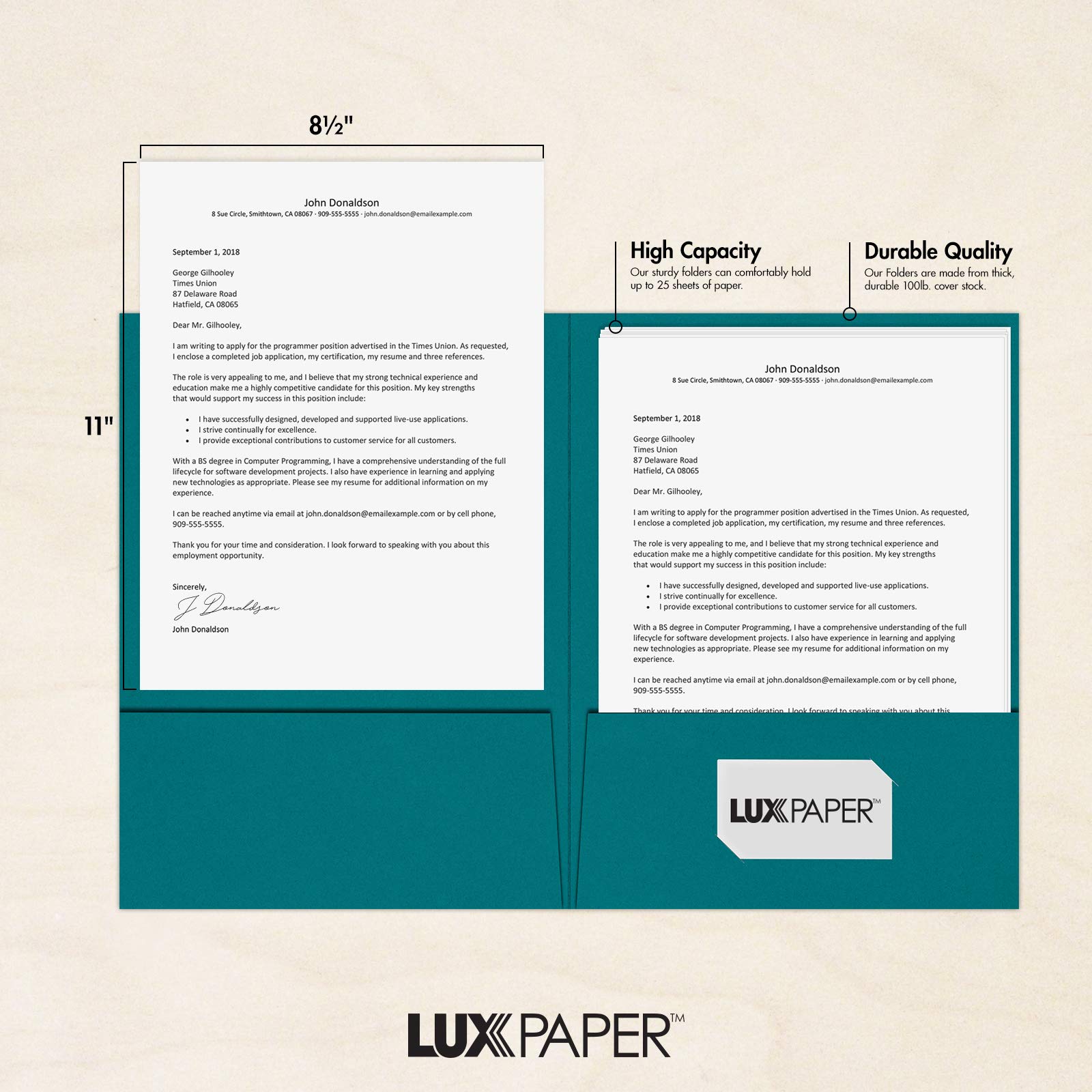 Premium 9x12 Presentation Folders - 100lb Teal Cardstock with 2 Pockets, Holds 8.5x11 Documents - Professional Office Folders for Reports, Brochures, School Projects - Business & Academic Use (Pack of 50, Teal) - Perfect for Meetings, Client Presentations & Classroom Organization