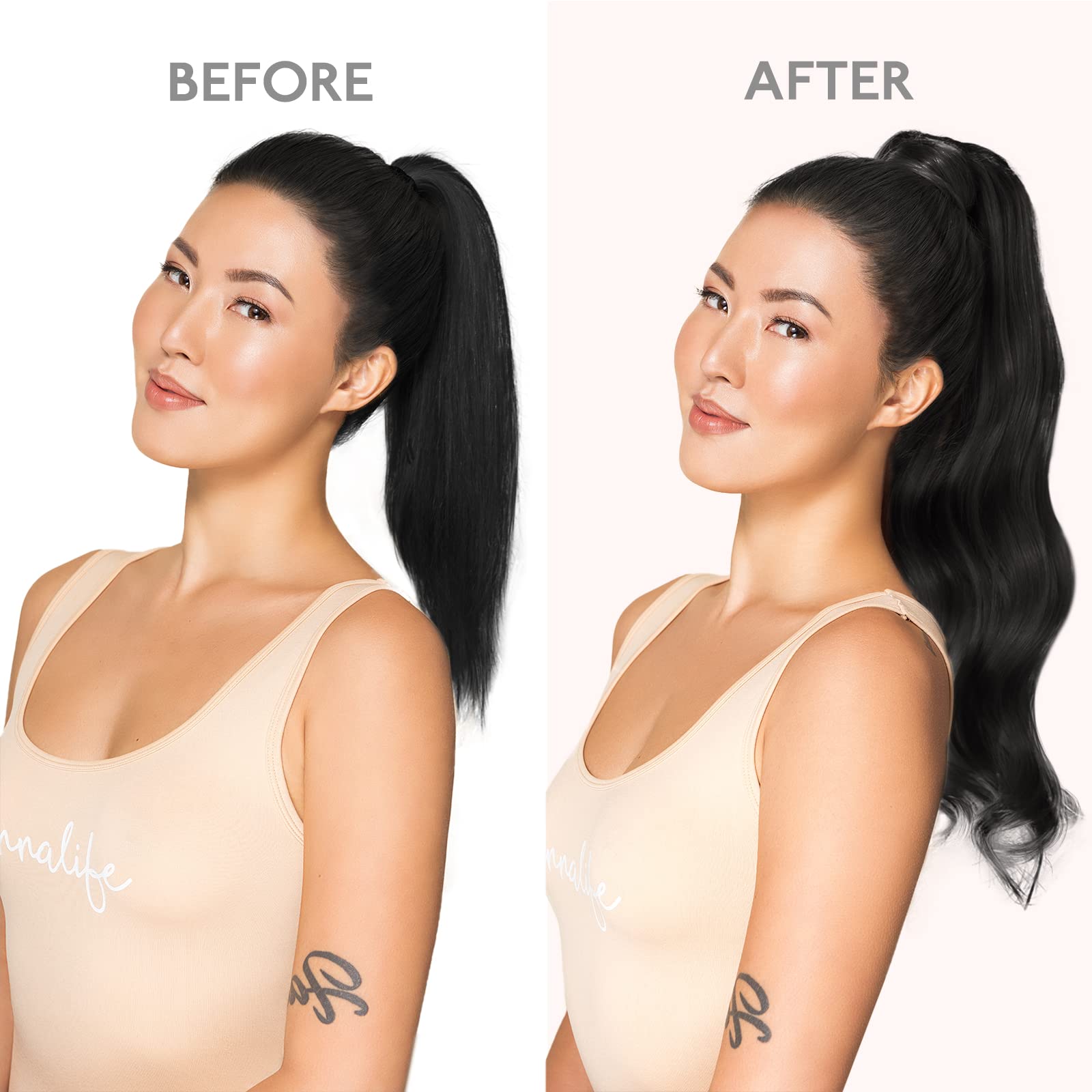 WENNALIFE 22 Inch Jet Black Clip-in Ponytail Hair Extension - 90g Remy Human Hair for Thick & Natural Look | Perfect for Parties, Weddings & Daily Styling