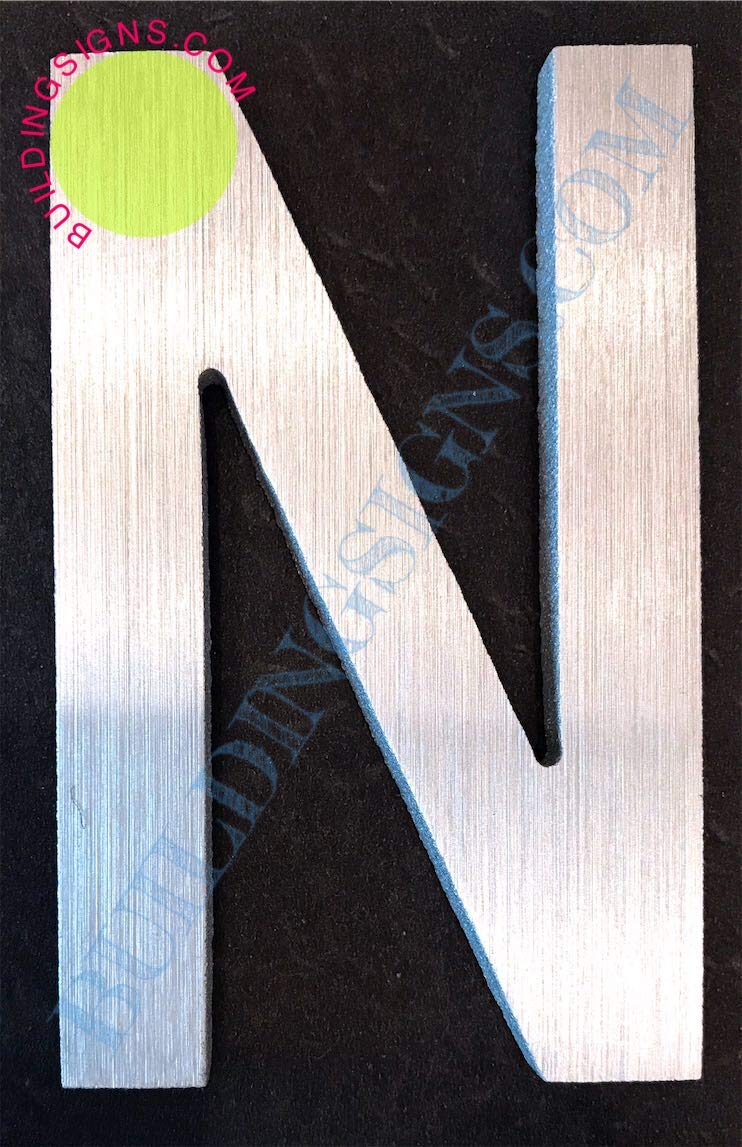 Aluminum Letter N Sign - 2.75 Inch Rust-Free Door Decor with Brush Silver Finish & Double-Sided Tape - Elegant Artist Number for Home, Office & Wedding Decor