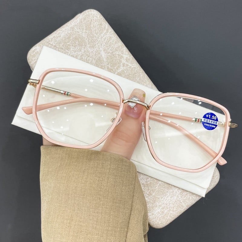 Stylish Women's Large Frame Ultralight Blue Light Blocking Reading Glasses - Perfect for Work, Screen Time & Fashionable Everyday Wear