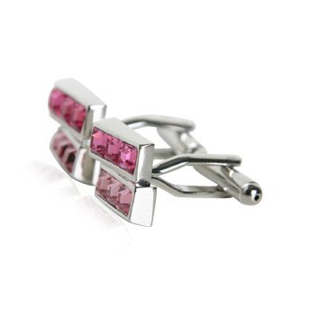 Elegant Pink Crystal Cufflinks for Men - Luxury Wedding & Formal Attire Accessories with Premium Gift Box - Perfect for Grooms, Bridesmaids & Special Occasions