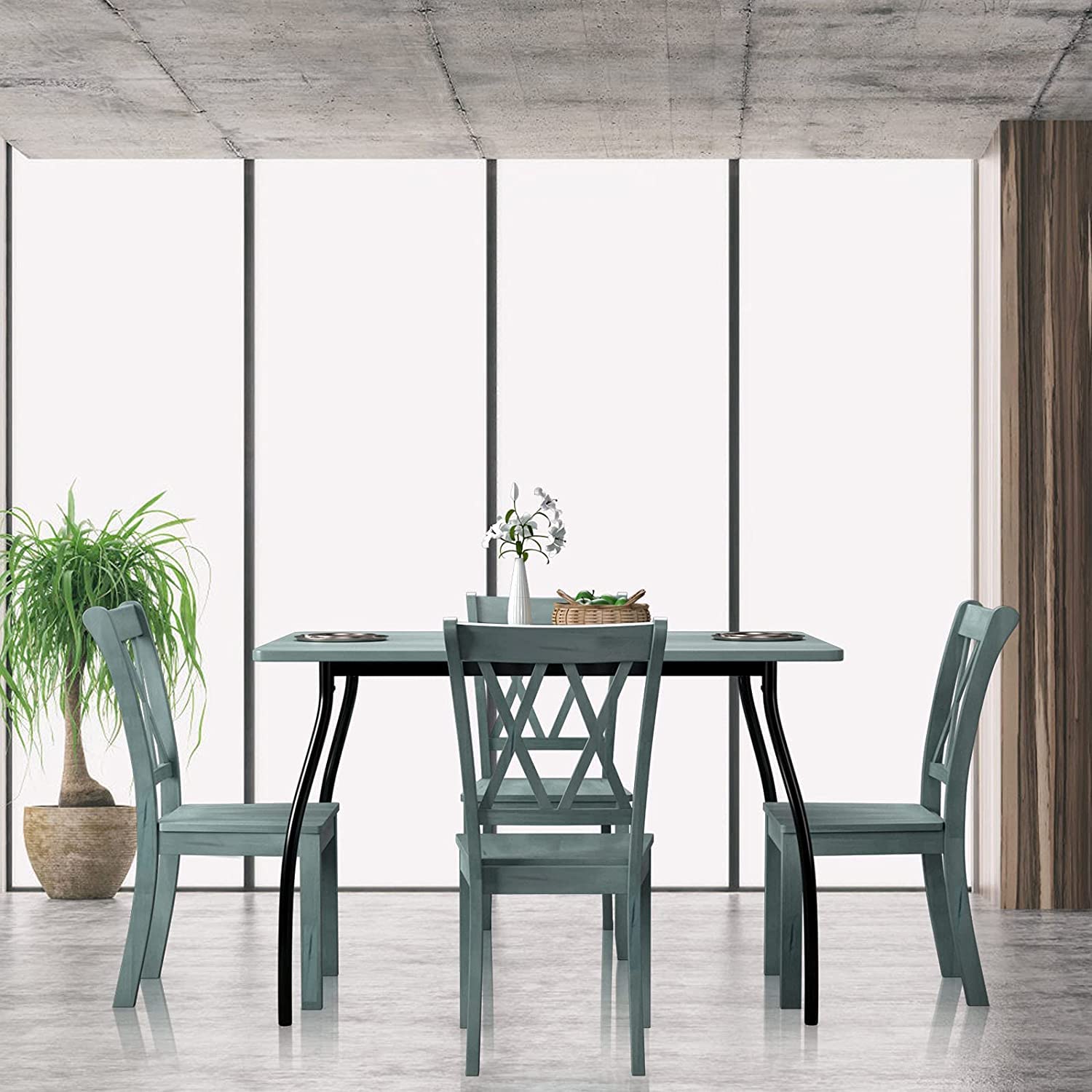 LDAILY Set of 2 Modern Mocha Dining Chairs - 18