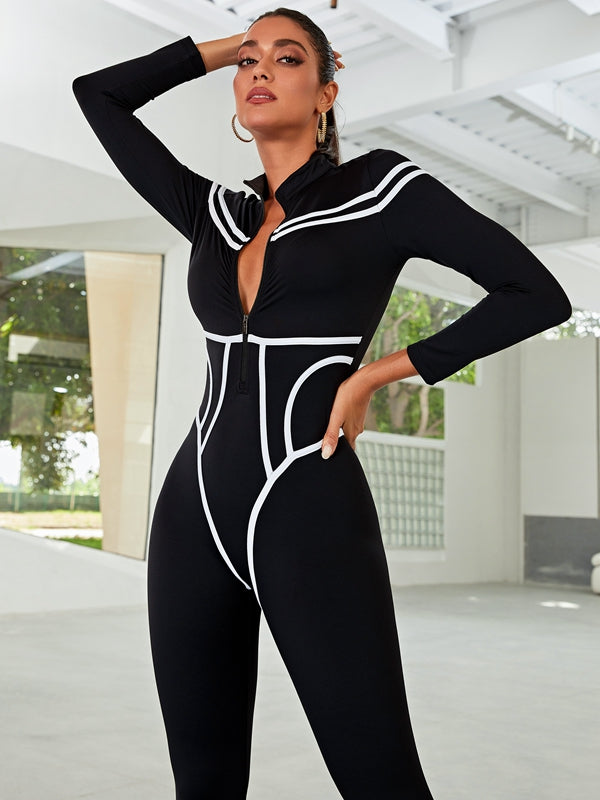 Trendy Striped Zipper Jumpsuit for Women - Stylish One-Piece Outfit for Casual Wear, Parties & Date Nights