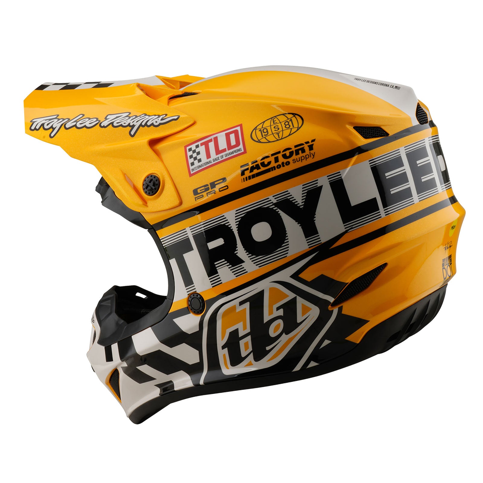 Youth GP Pro Helmet Fifty 50 White/Gold - Lightweight Motorcycle Racing Helmet for Kids & Teens - Perfect for Motocross, Dirt Biking & ATV Riding