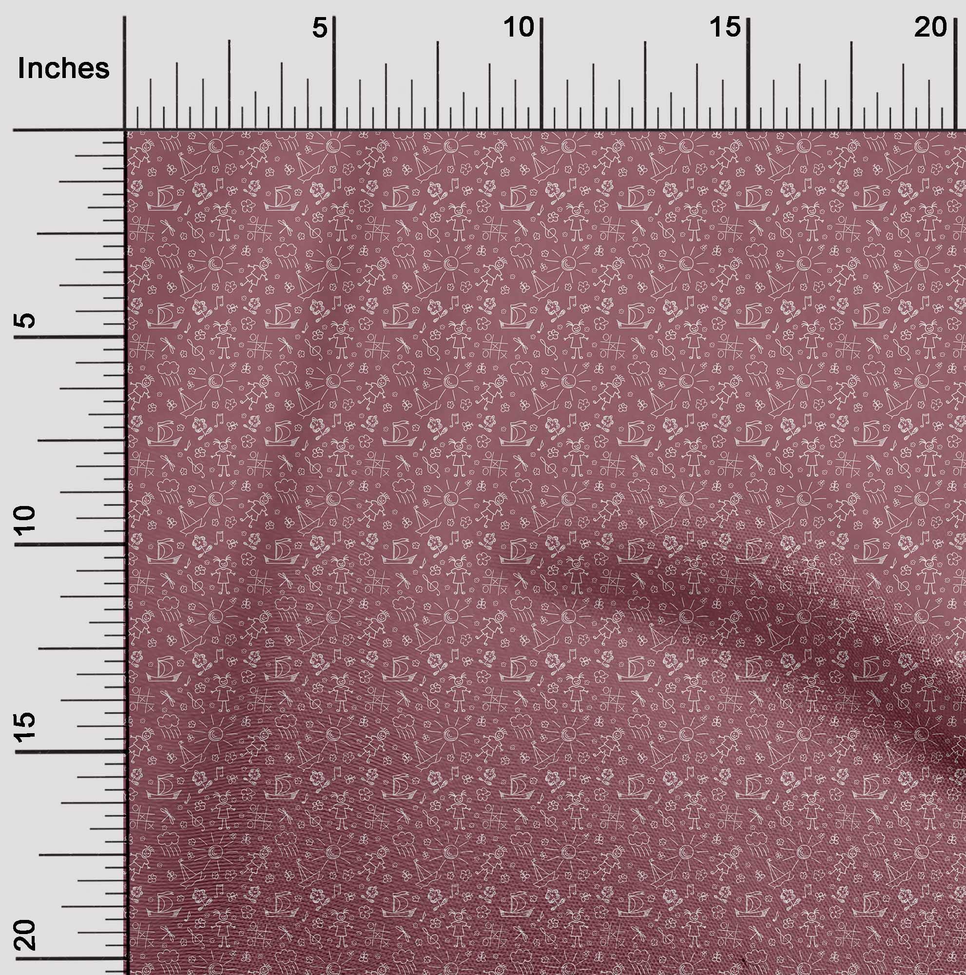 Premium 100% Cotton Cambric Pink Fabric for Kids DIY Sewing Projects - 56 Inch Wide Printed Doodle Fabric by the Yard - Perfect for Children's Clothing, Crafts & Home Decor