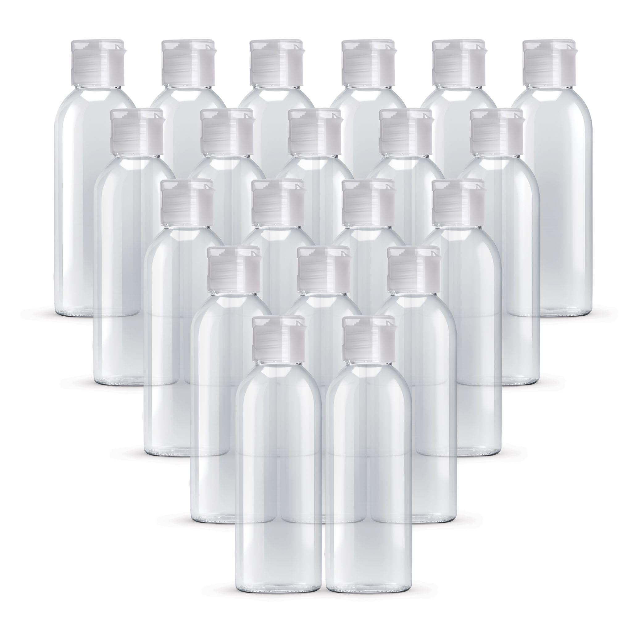 20 Pack 100ml (3.5 oz) Clear Plastic Travel Bottles - BPA Free, Leak Proof Flip Top Caps - Refillable Toiletry Containers for Shampoo, Lotion & Cosmetics - Perfect for Air Travel, Gym & Vacation Essentials