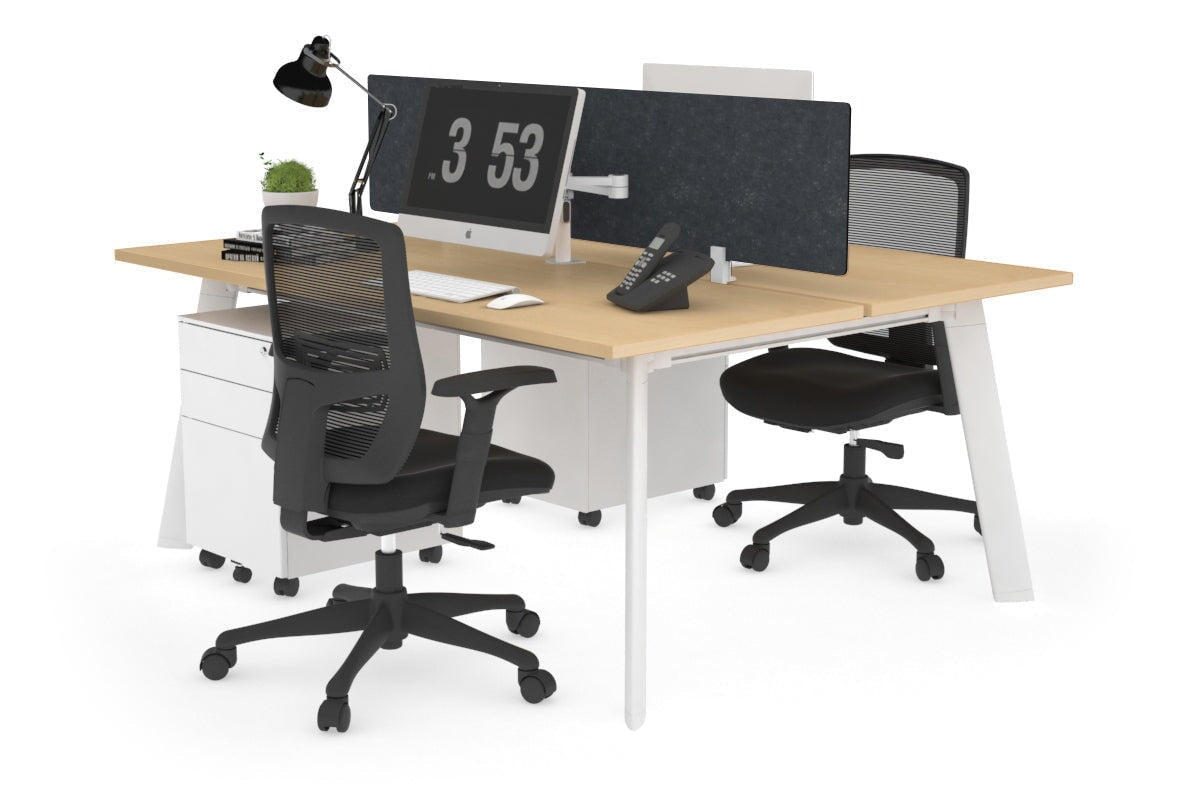 2-Person Workstation with White Frame - 1800L x 700W - Perfect for Office, Home Office, and Collaborative Workspaces