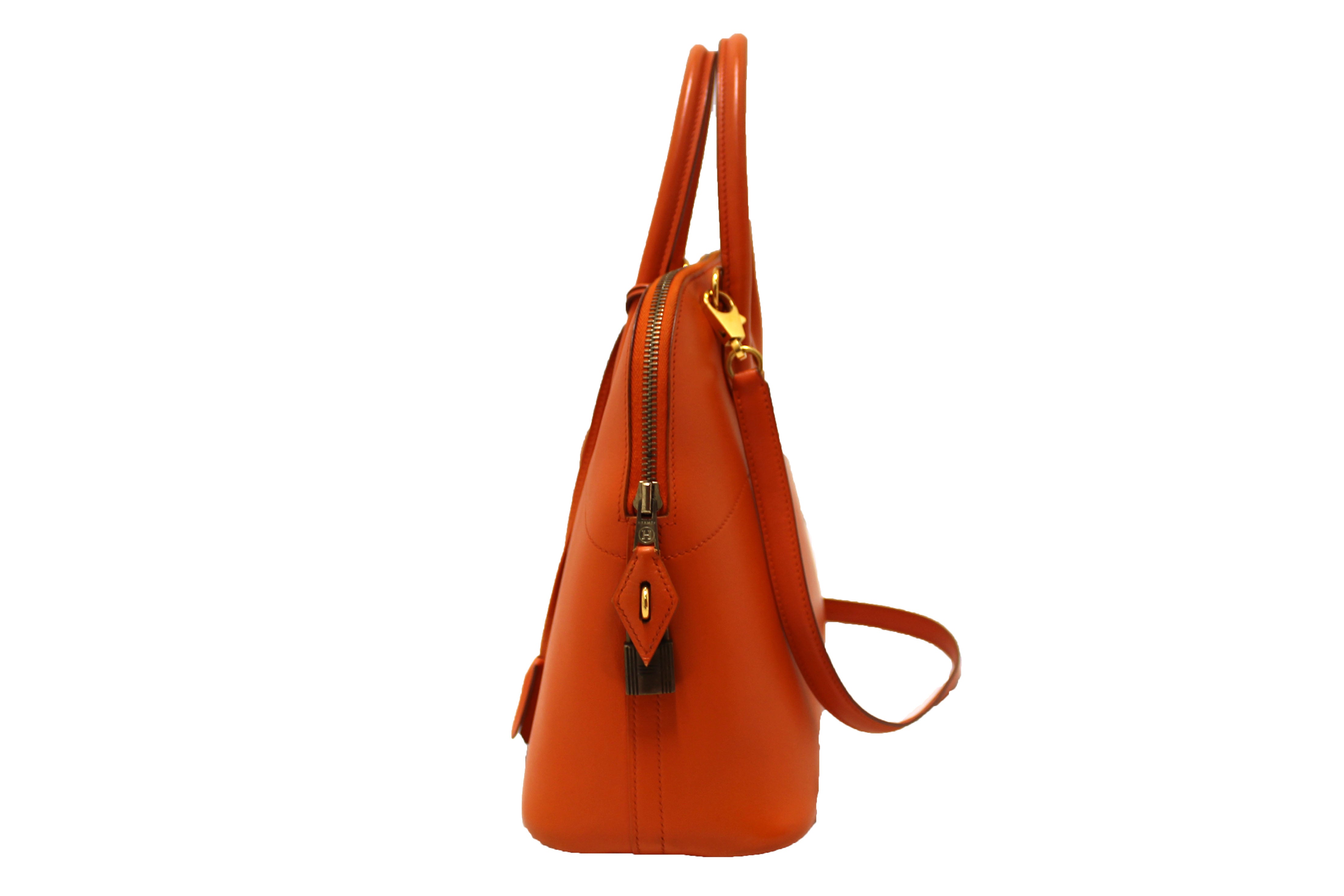 Authentic Hermes Orange Bolide 31 Box Calf Leather Handbag & Shoulder Bag - Luxury Designer Purse for Women, Perfect for Work, Travel & Everyday Use