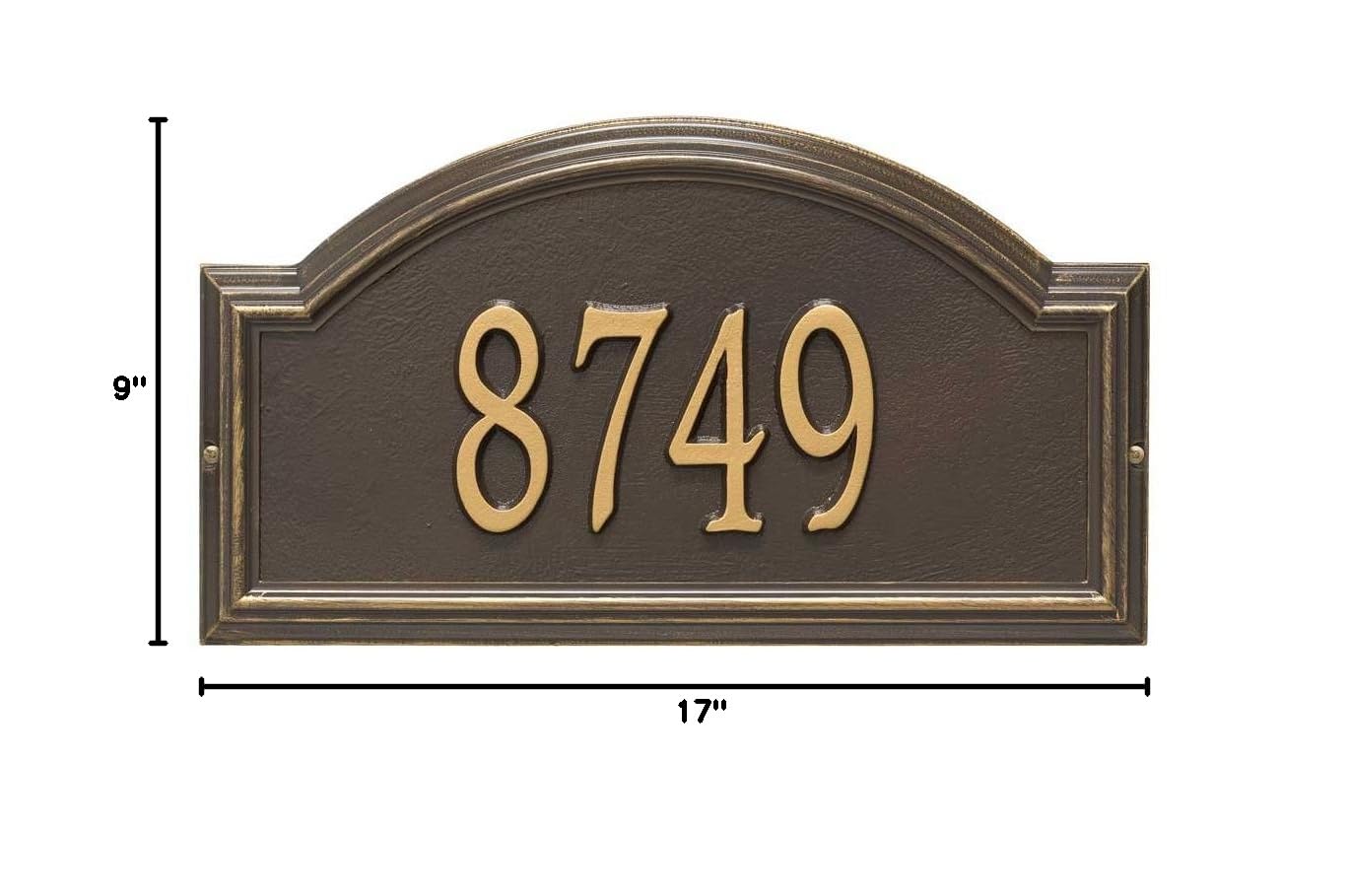Custom Bronze Arch-Shaped Address Plaque with Gold Numbers - Personalized House Number Sign for Home & Office - Durable Cast Metal for Outdoor & Indoor Use (P2822)