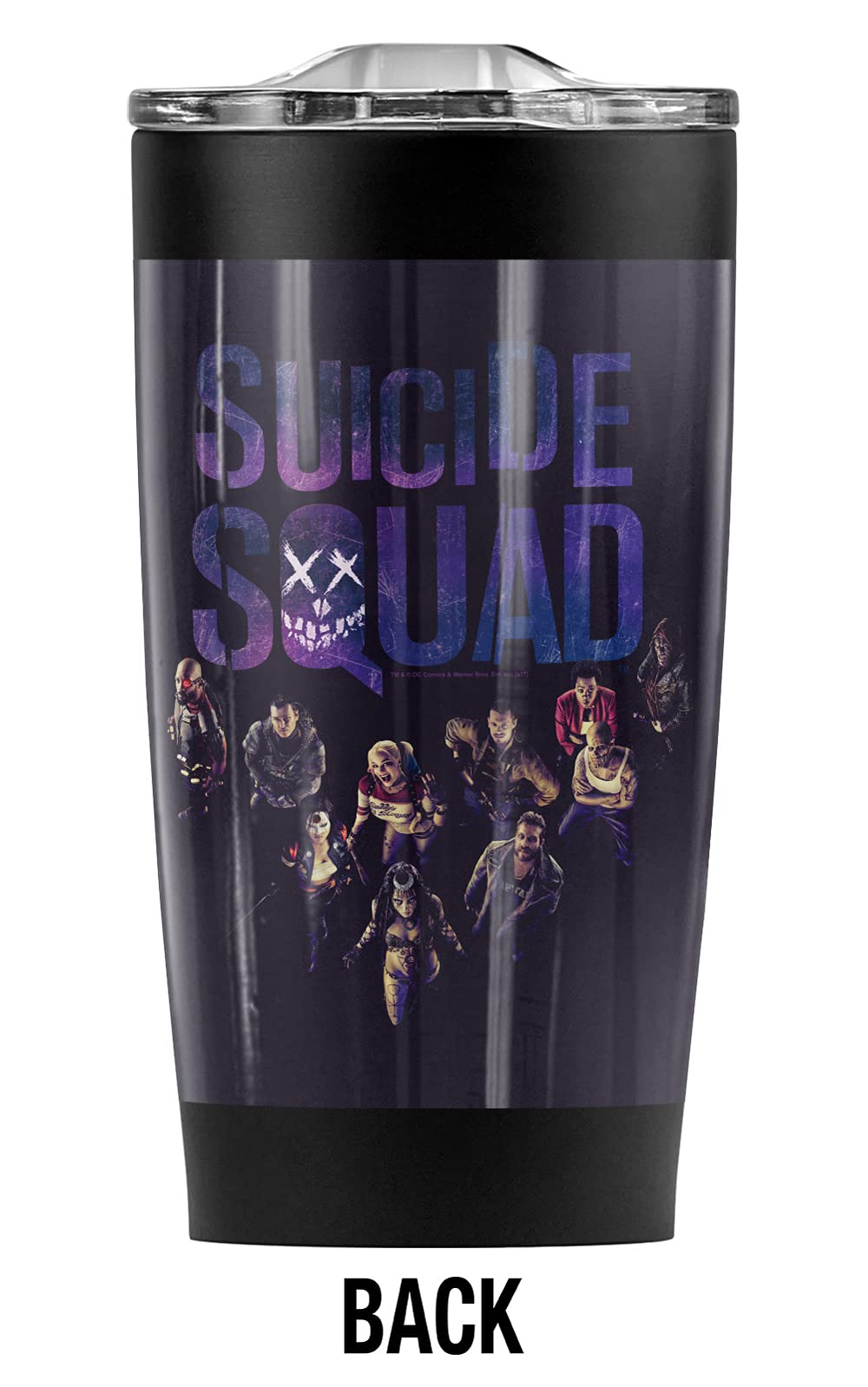 Suicide Squad Themed 20oz Stainless Steel Tumbler - Vacuum Insulated Travel Mug with Leakproof Sliding Lid | Double Wall Insulation for Hot & Cold Drinks | Perfect for Coffee, Tea, or Smoothies | Great Gift for DC Fans, Office Use, Gym, and Outdoor Activities