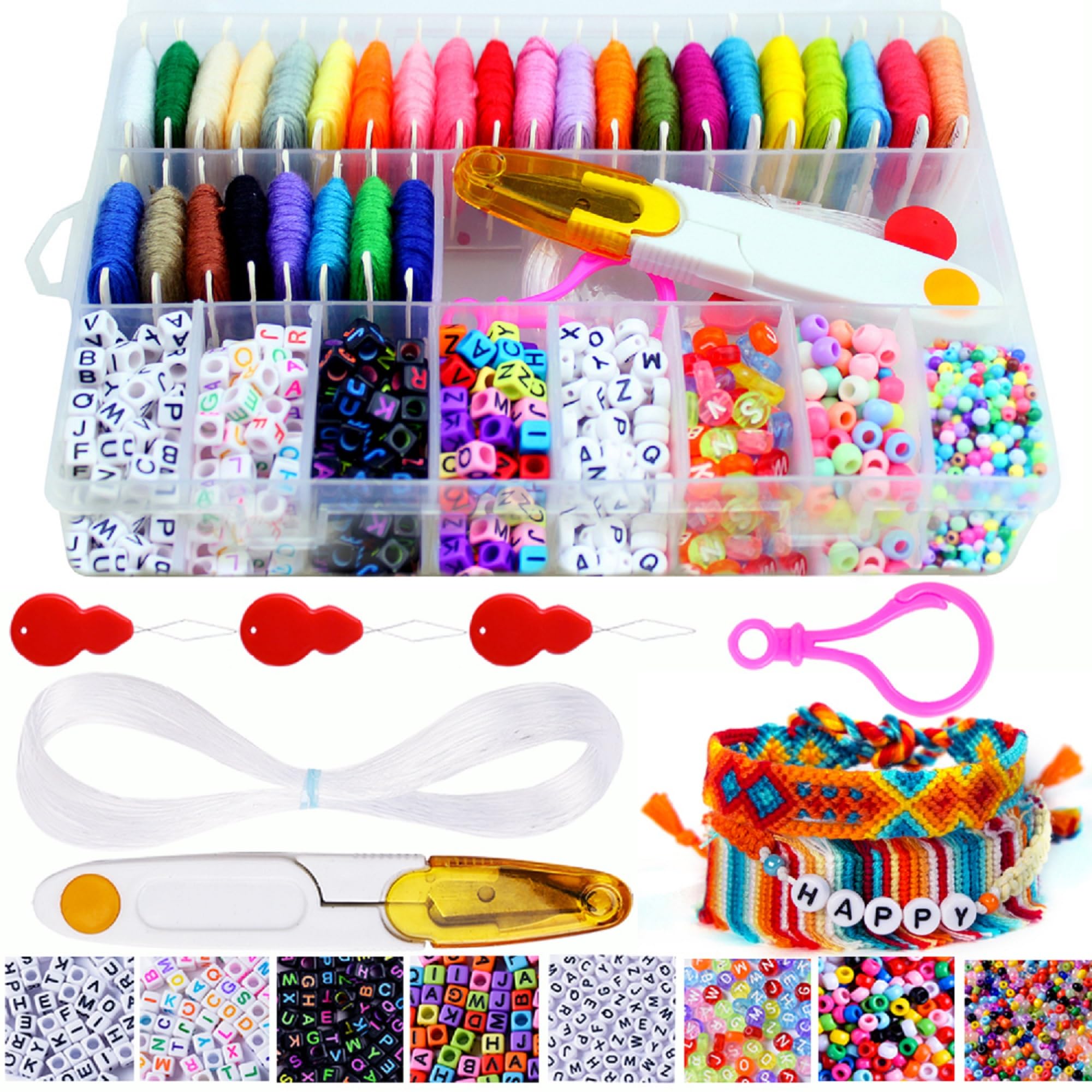 Peirich Friendship Bracelet Making Kit with 1900+ pcs - Includes Letter Beads (A-Z), 22 Multi-Color Embroidery Floss & Jewelry String - DIY Bracelet Craft Supplies for Teens, Best Christmas & Birthday Gifts for Girls (Perfect for Parties, Summer Camp & DIY Jewelry Projects)