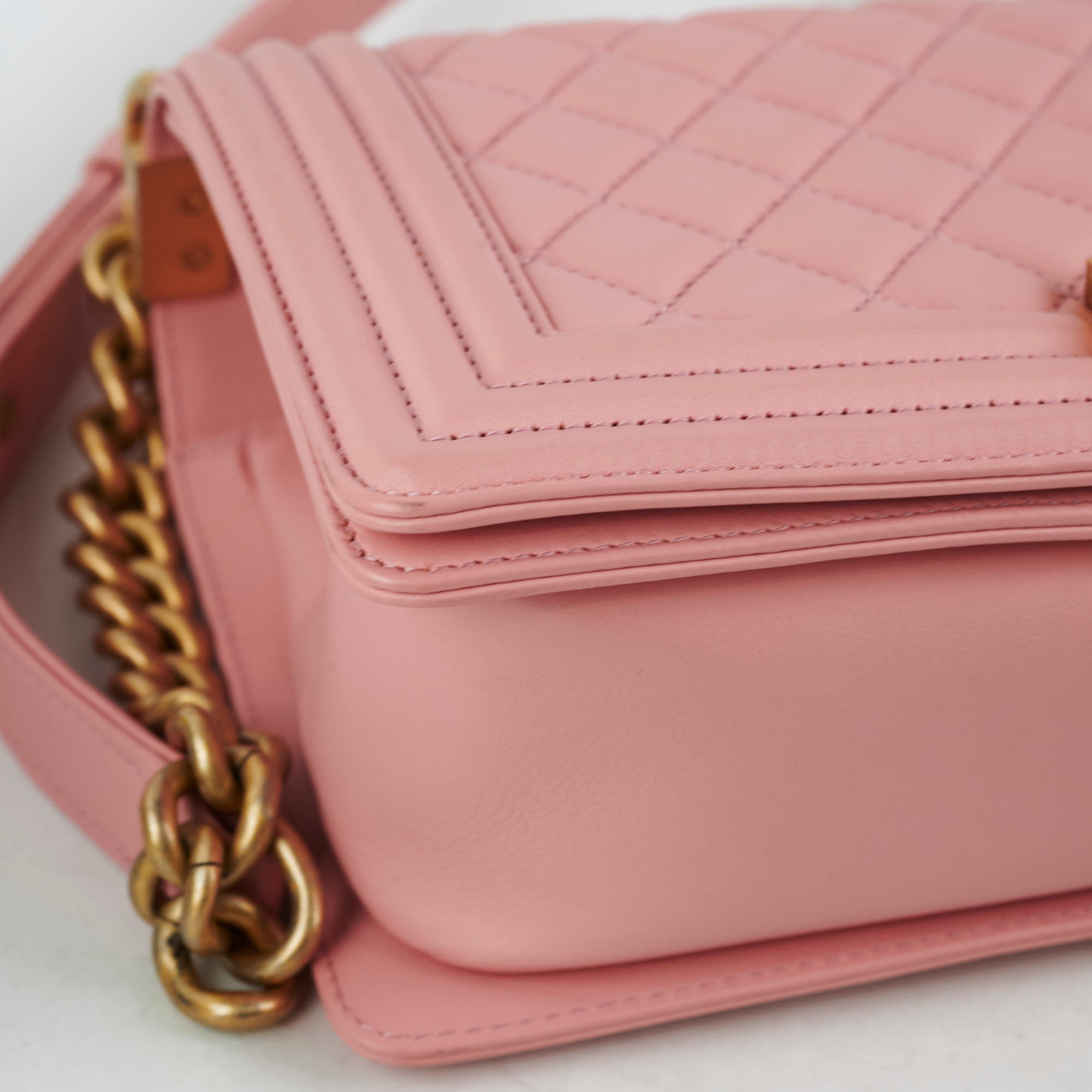 Chanel Old Medium Boy Bag in Pink Lambskin Leather - Luxury Crossbody Bag for Women, Perfect for Date Night & Special Occasions