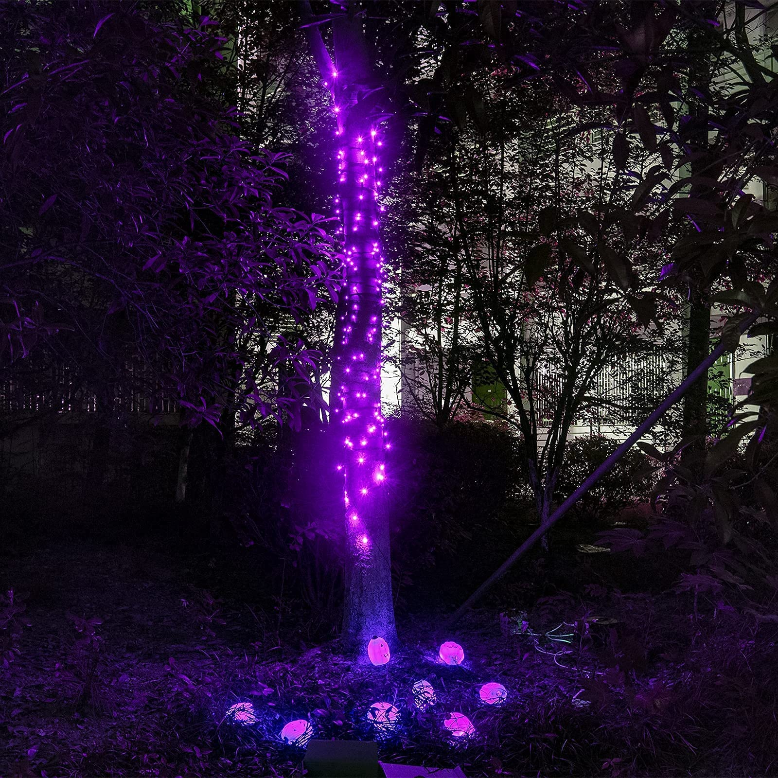 Vanthylit 82 FT 200 LED Halloween String Lights with Music & Motion Sensor - Waterproof Purple Outdoor Halloween Decorations for Yard, Party, and Porch