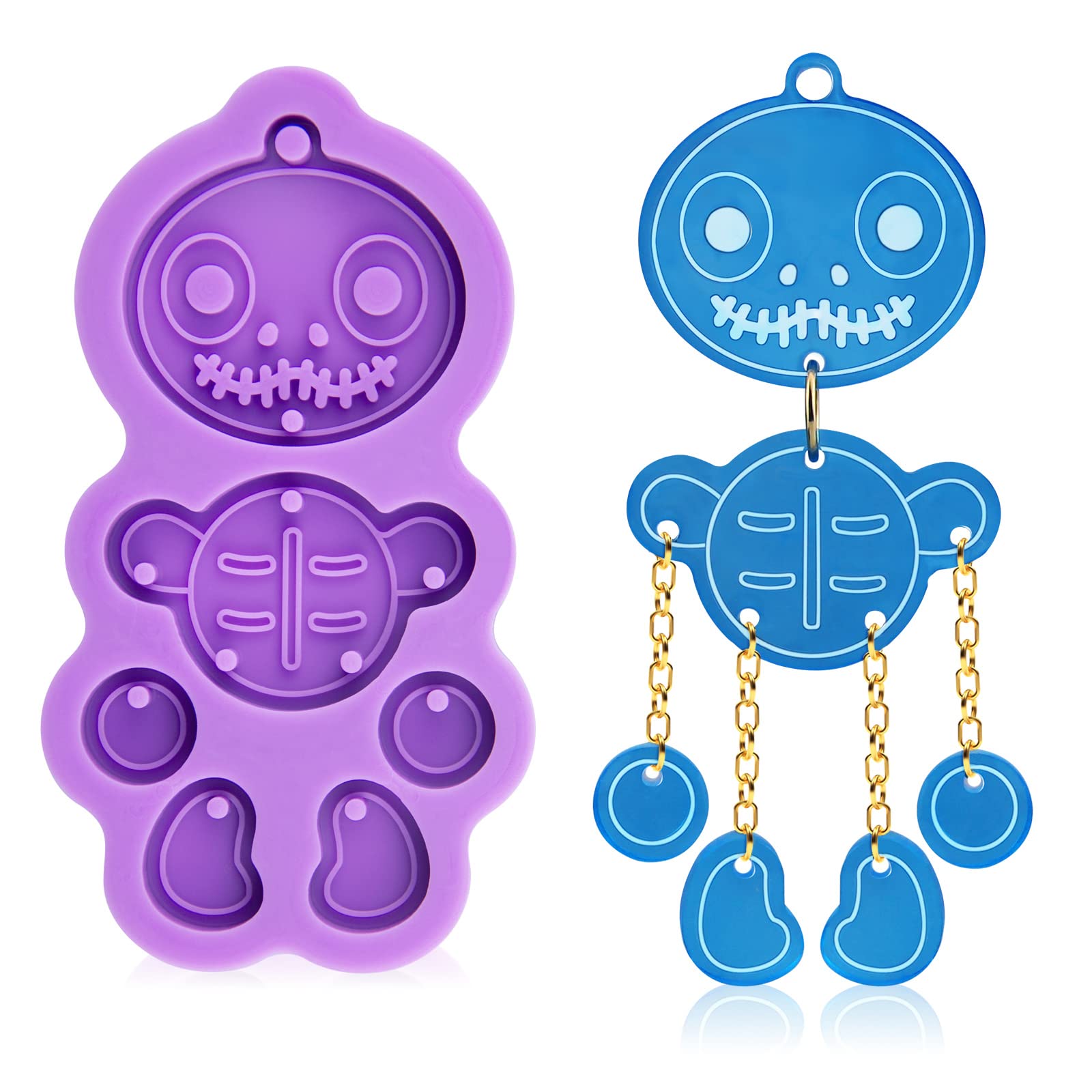Premium Skull Keychain Silicone Mold for Resin Casting - Jack Skellington Style - Perfect for DIY Crafts, Halloween Decor & Unique Gift Making