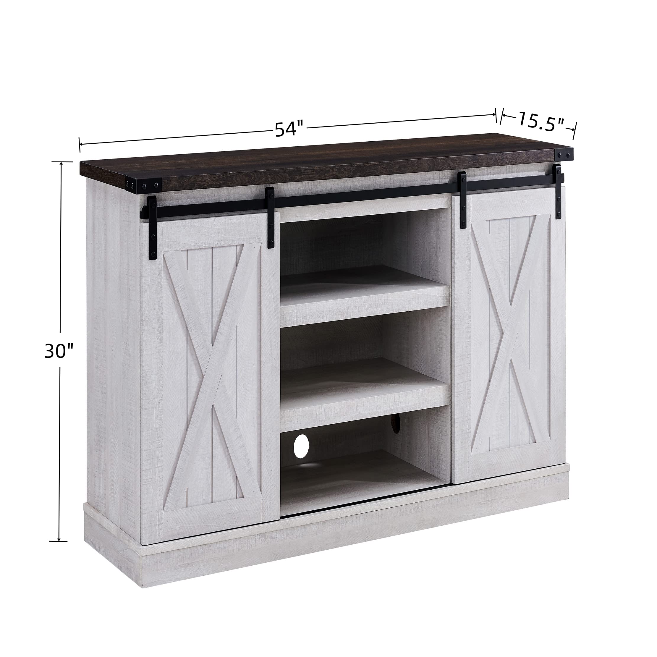 65 Inch Rustic Farmhouse Sliding Barn Door TV Stand - Wood Media Console with Storage Cabinet, Entertainment Center for Living Room, Bedroom, Ranch Style Home Decor