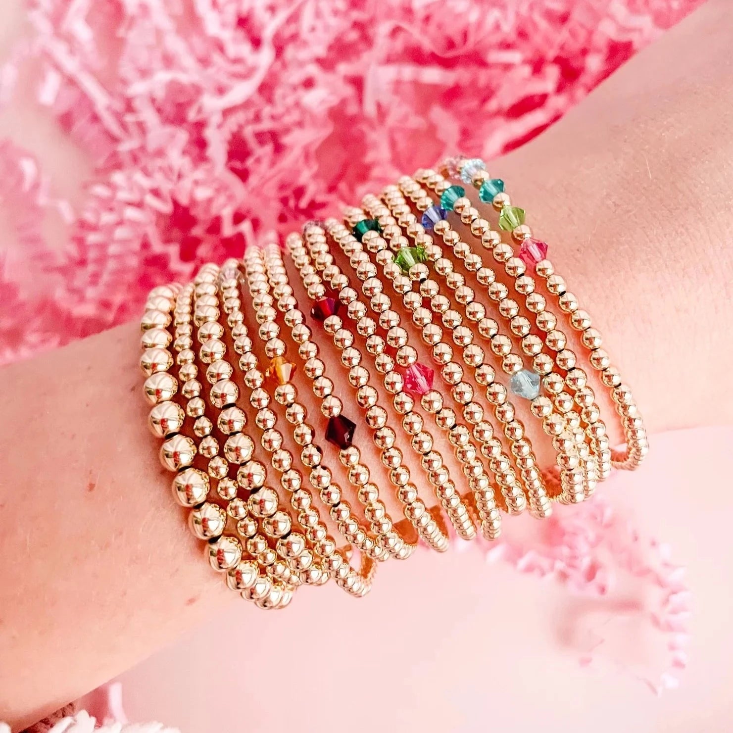 Birthstone Swarovski Crystal Bracelet for Women - Personalized Beaded Blonde Jewelry Gift for Birthday, Anniversary & Special Occasions