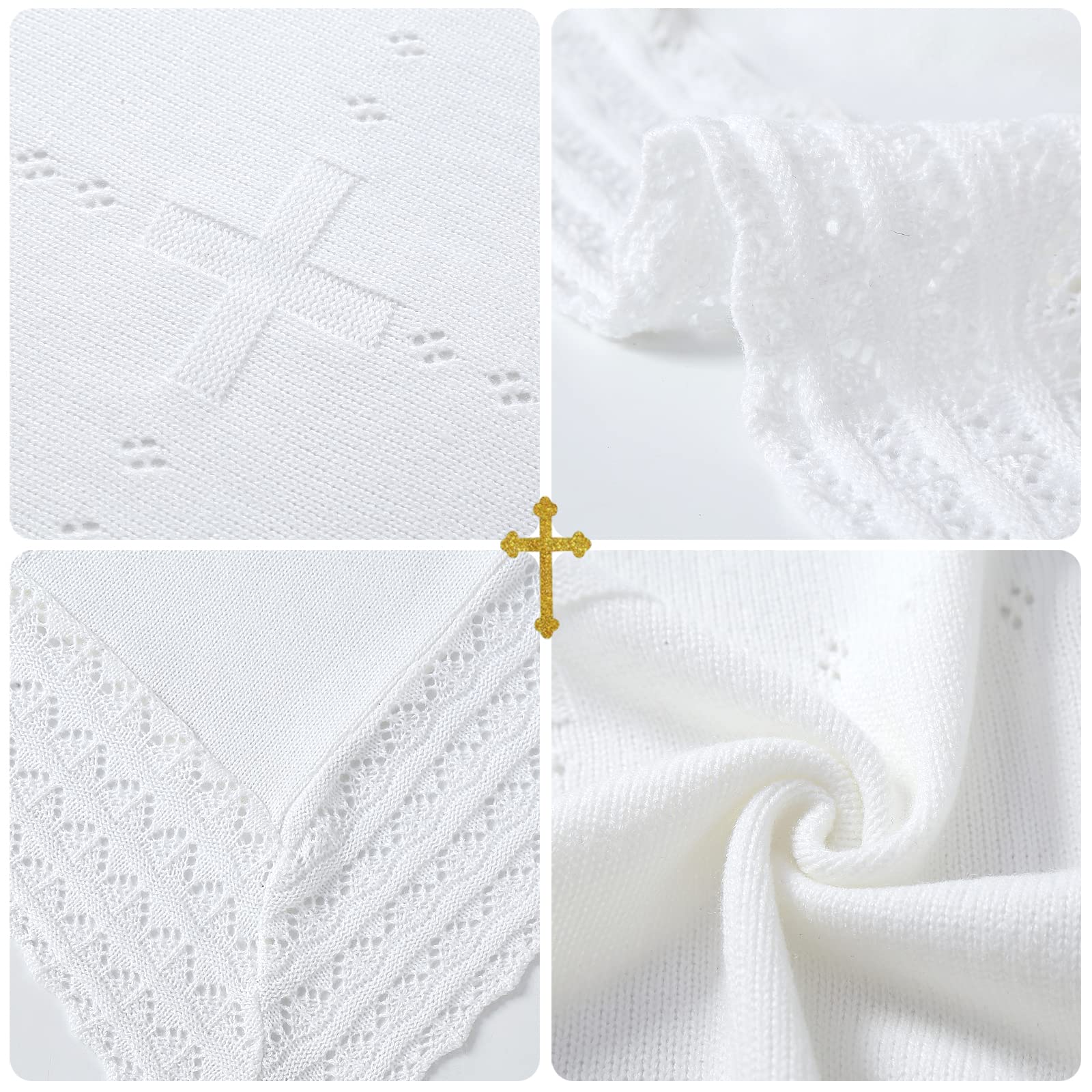 Booulfi White Cotton Knit Baby Blanket - 47