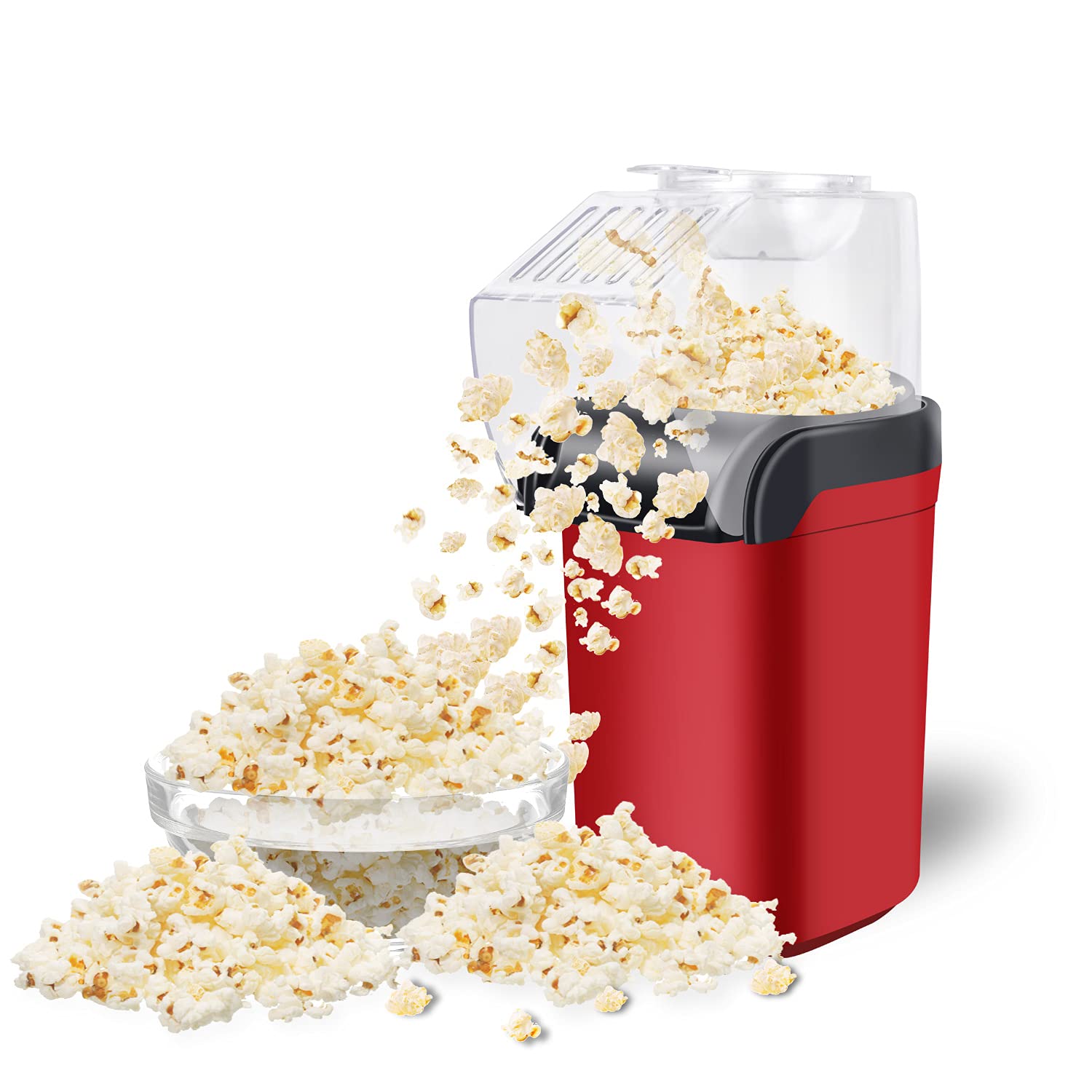 Electric Hot Air Popcorn Popper Machine - Healthy Oil-Free Snack Maker with Measuring Cup for Home, Movie Nights & Parties