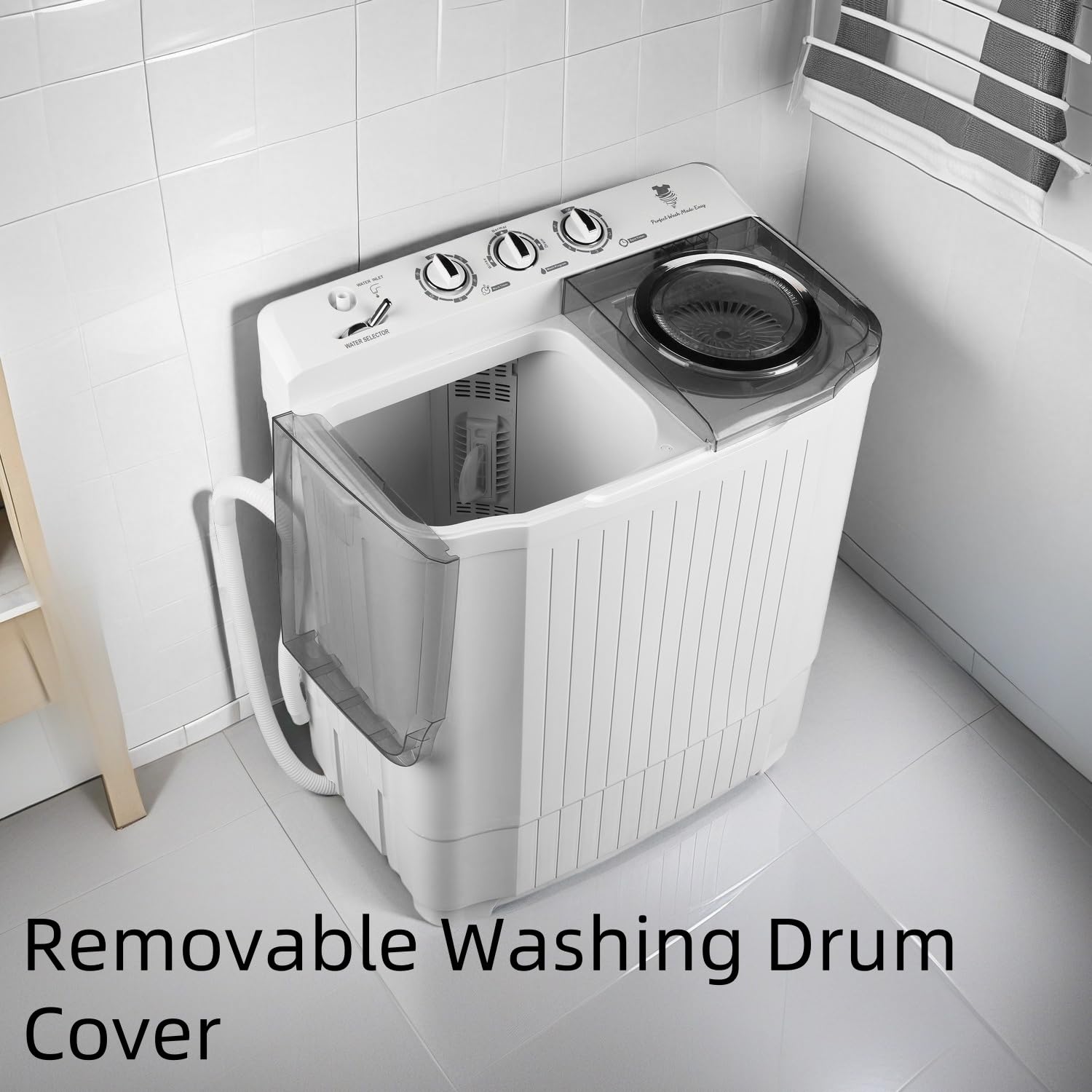 28Lbs Twin Tub Semi-Automatic Washing Machine with Drain Pump - Portable Laundry Washer & Spin Dryer for Home, Apartment, Dorm & RV Use - Perfect for Small Spaces, Camping & Off-Grid Living