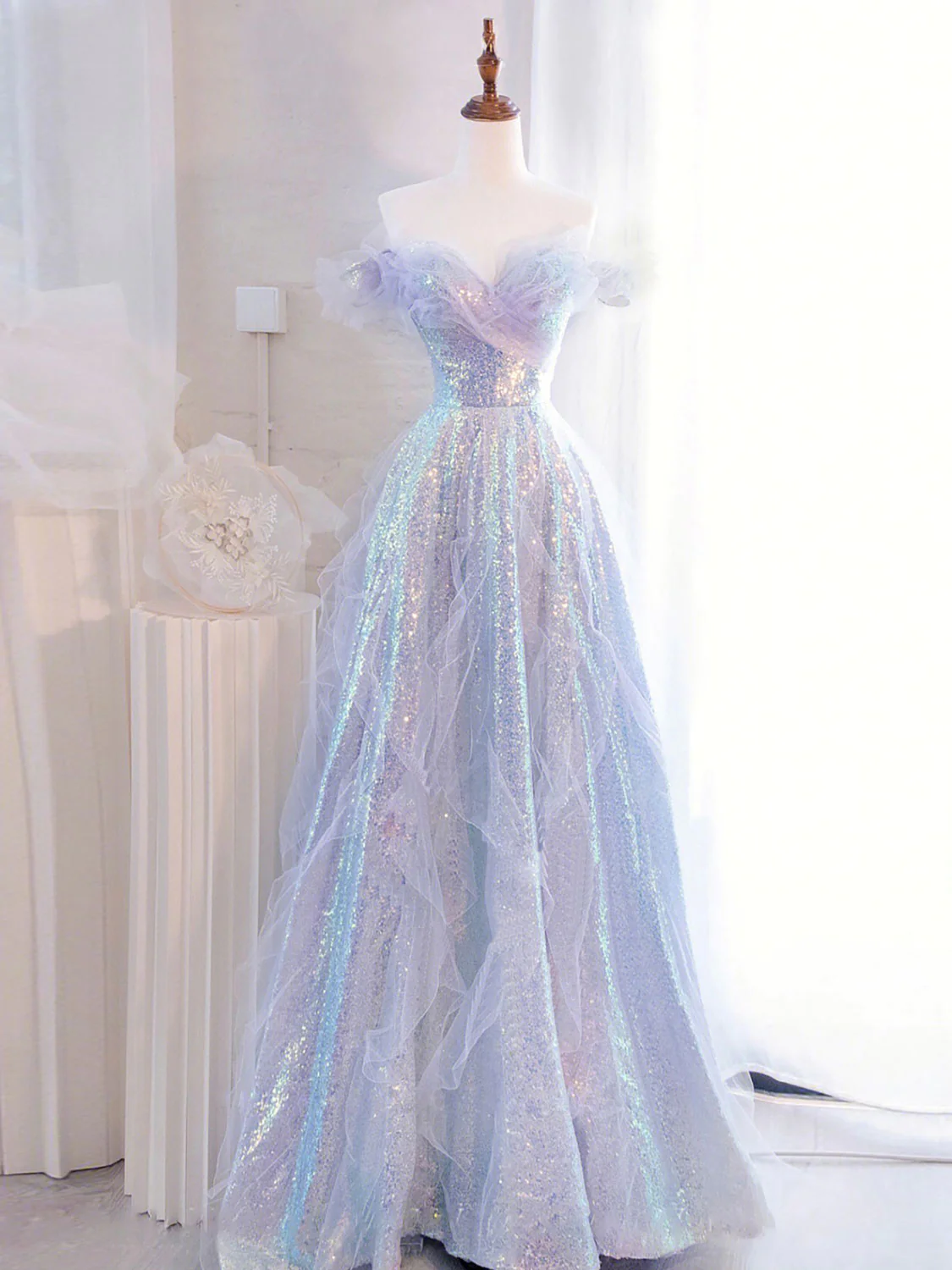 Lilac Off Shoulder Prom Dress - Sweet Fairy Party Gown for Women | Elegant Evening Gala, Homecoming Dance, Wedding Guest Outfit